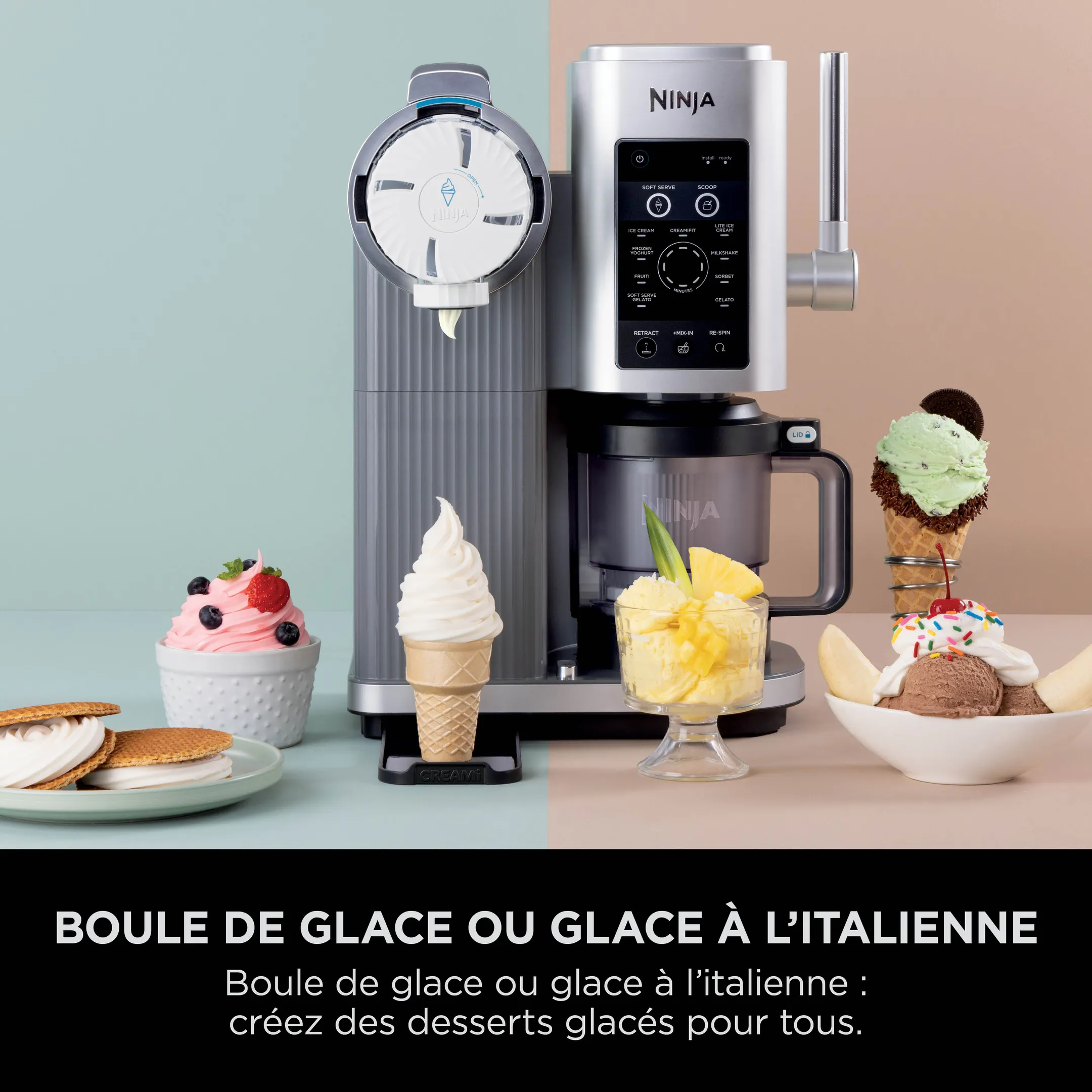 Ninja Machine à glace italienne et sorbetière Creami SPIN - NC701BU image