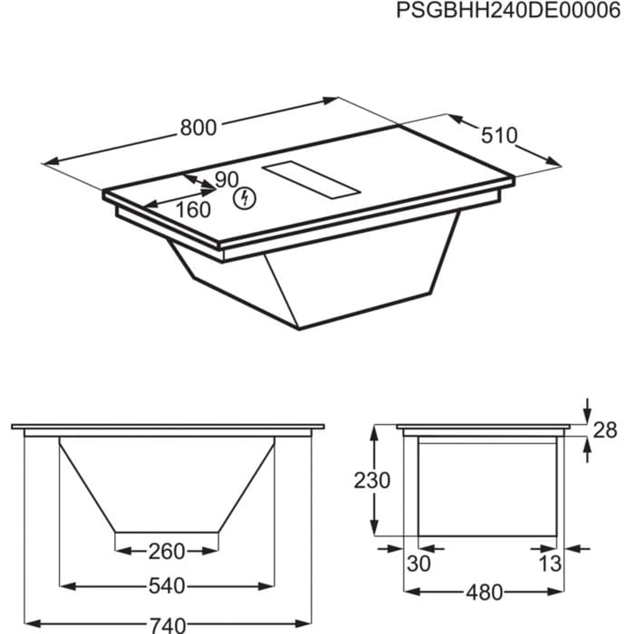 AEG Taque avec hotte intégrée TH84CB03CB image