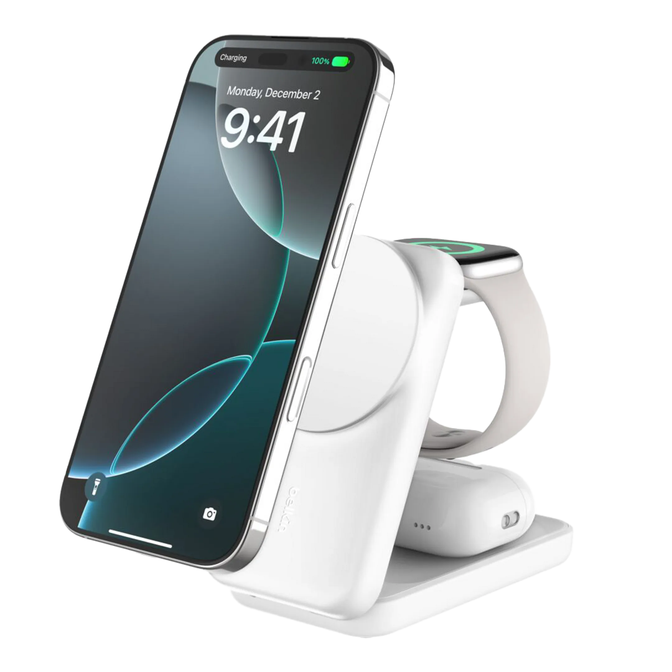 3-in-1 magenetisch uitklapbare draadloze Qi2 lader- 25W - Wit