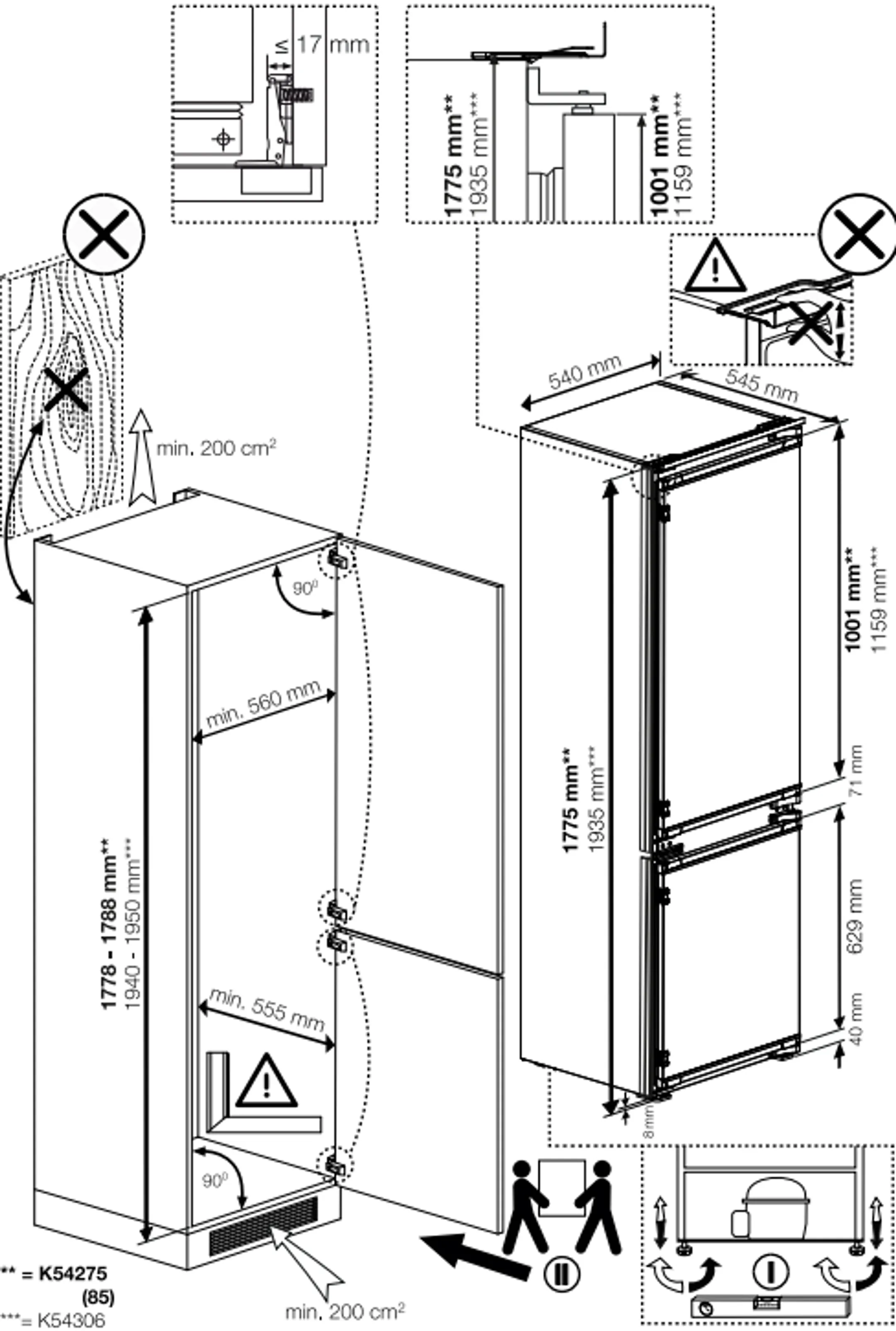 Beko Inbouw koelkast met diepvries BCSA285K4SN1 image
