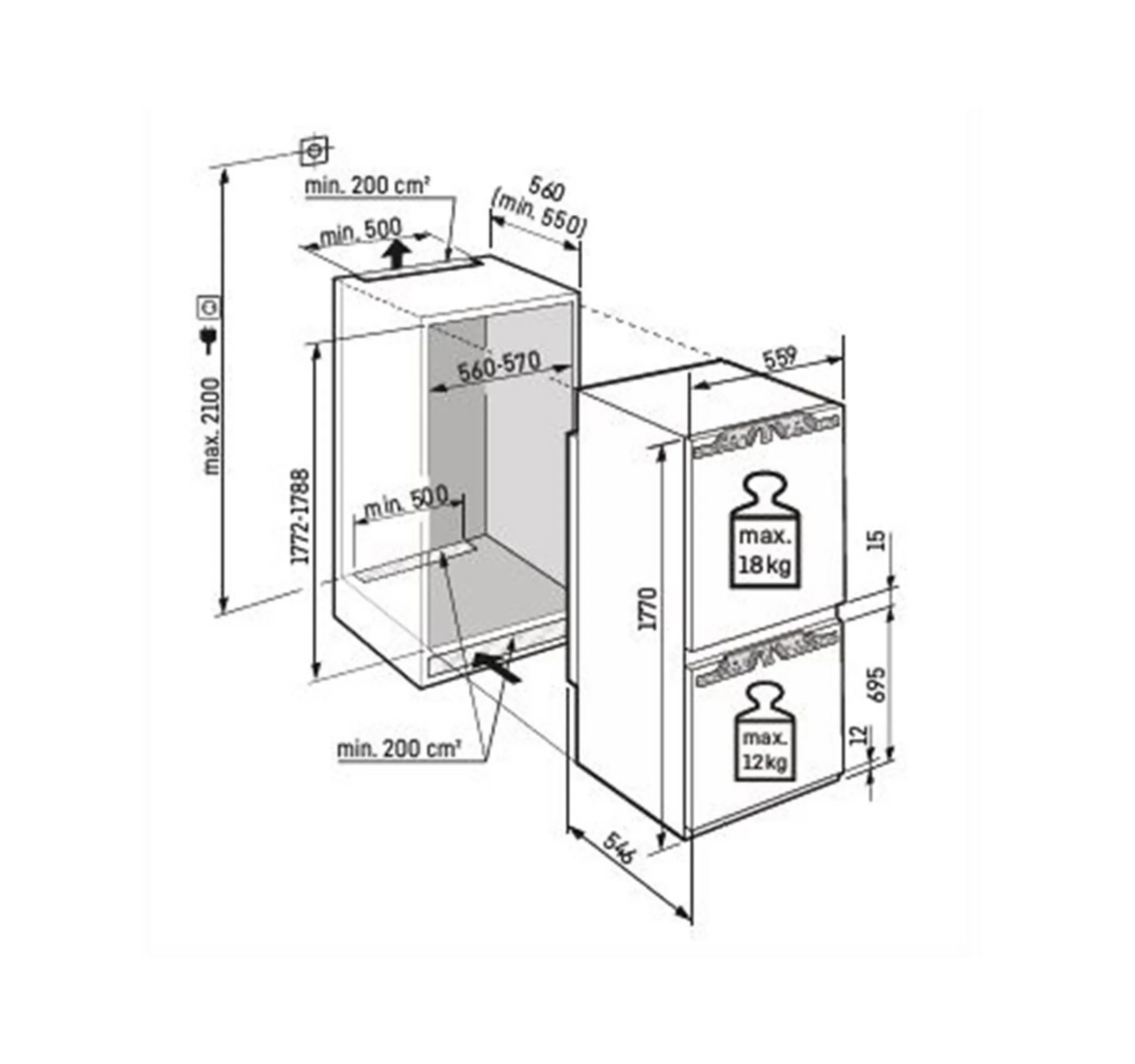 Liebherr Inbouw koelkast met diepvries ICc 5123 Plus image
