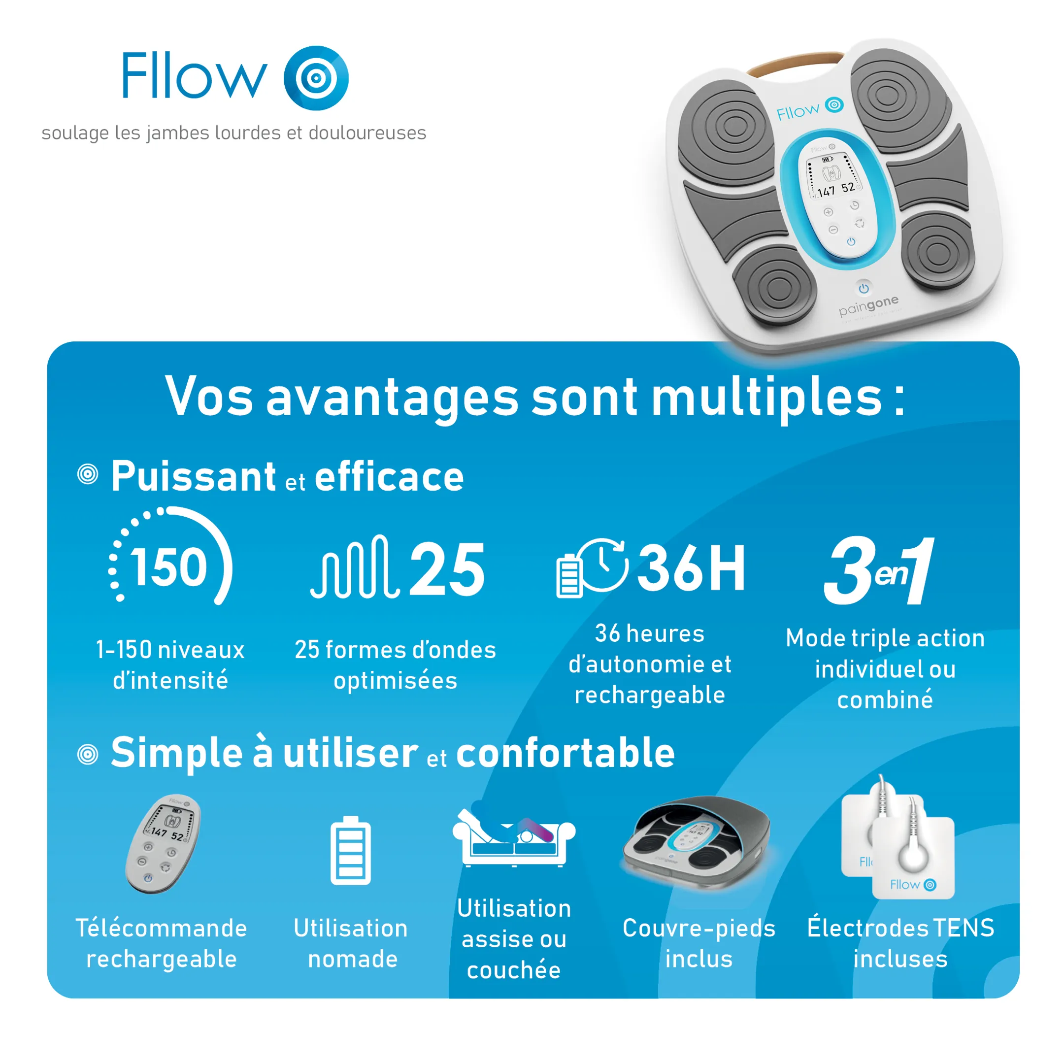 Paingone Fllow - Soulage les jambes lourdes et douloureuses image