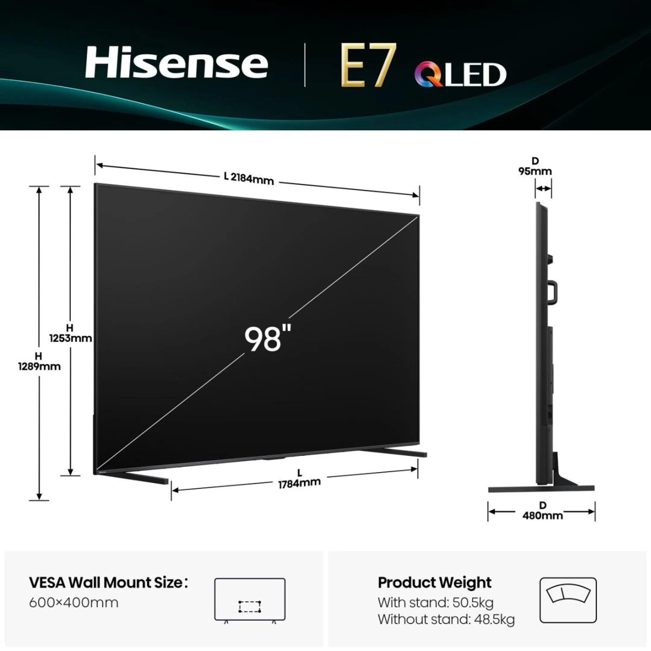 Hisense QLED TV 98E7Q (2025) - 98 inch image