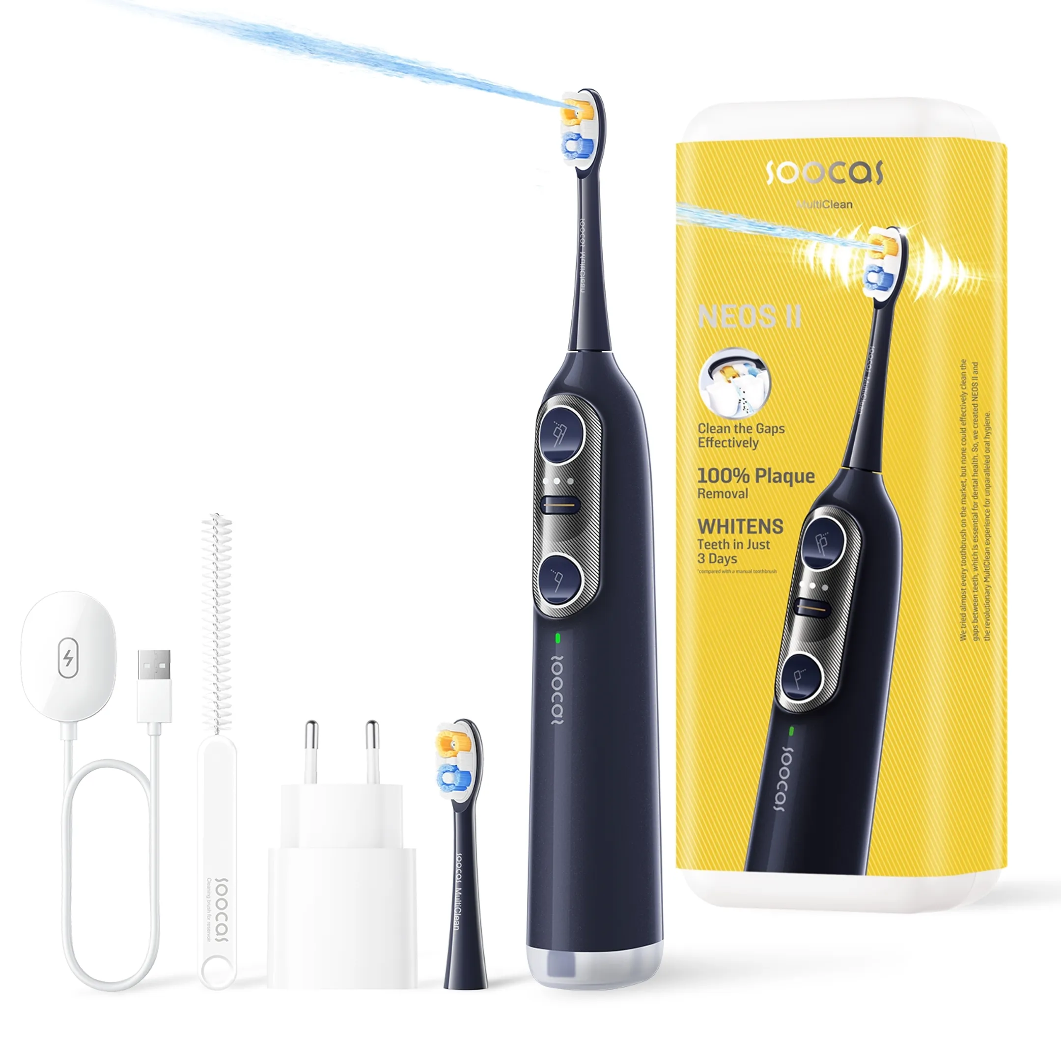 Soocas Brosse à dents électrique NEOS II 2-en-1 avec hydropulseur image