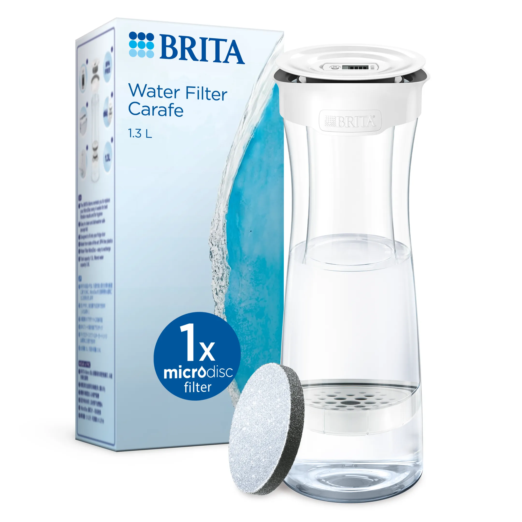 Carafe filtrante 1,3 L - Blanche - Avec 1 filtre MicroDisc