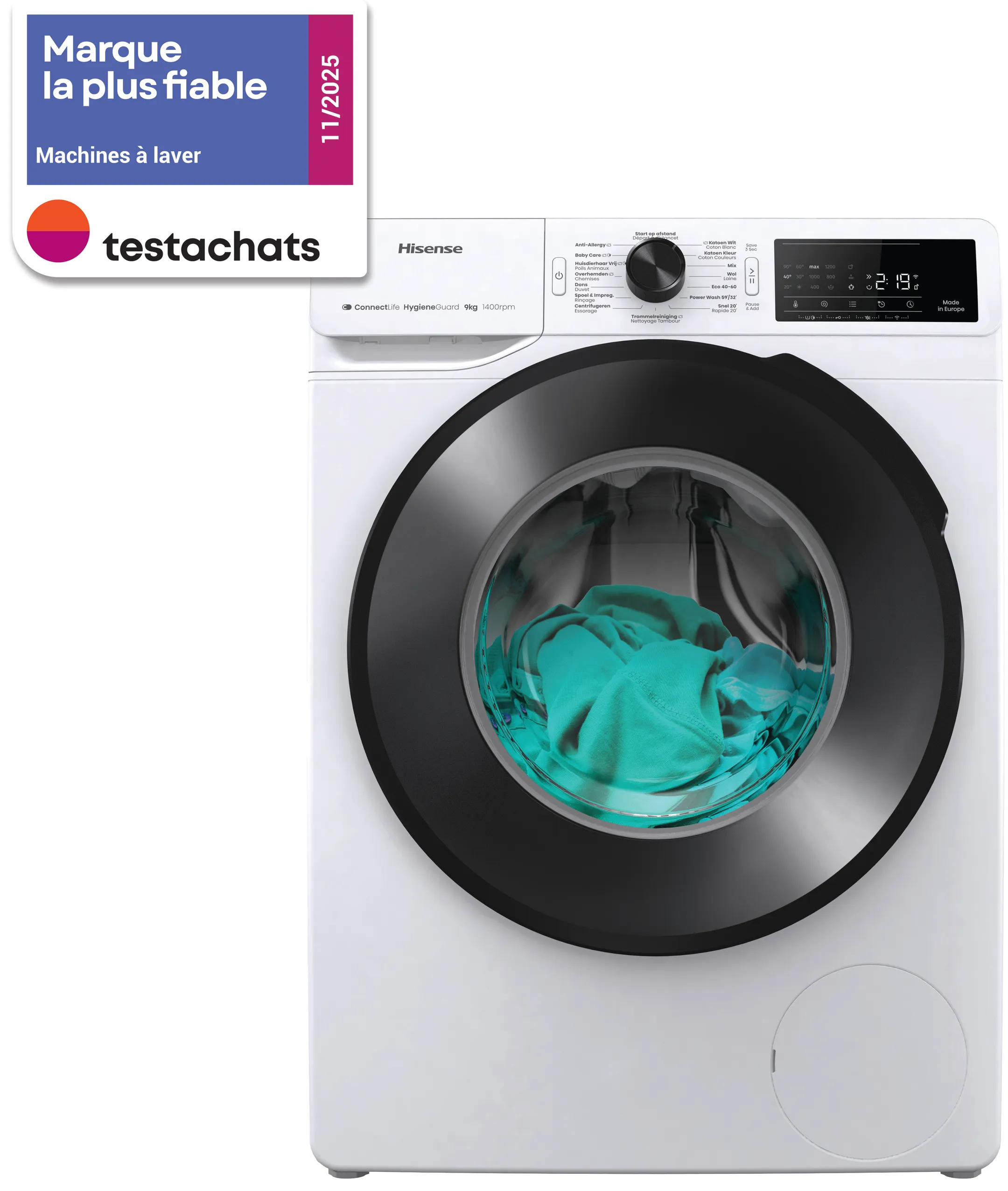 Hisense Machine à laver WF3V943BW/BLX image