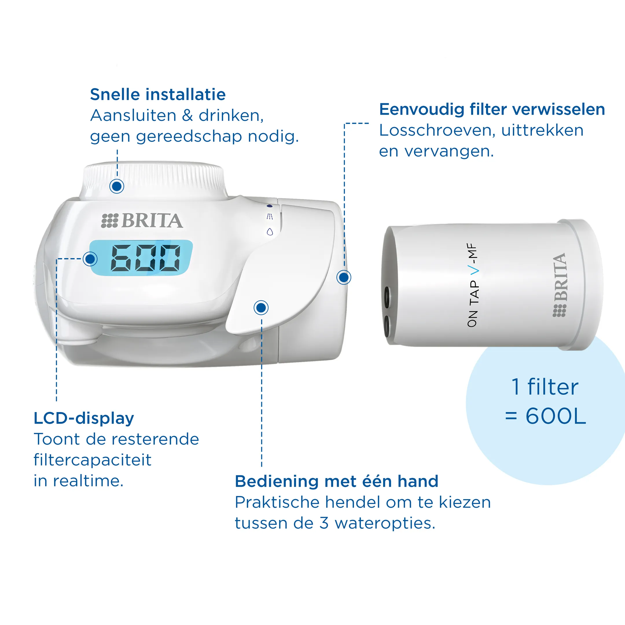 Brita Style Essential Waterfilterkan 2.4L - Steen Blauw - incl. 3 Maxtra Pro Waterfilter image