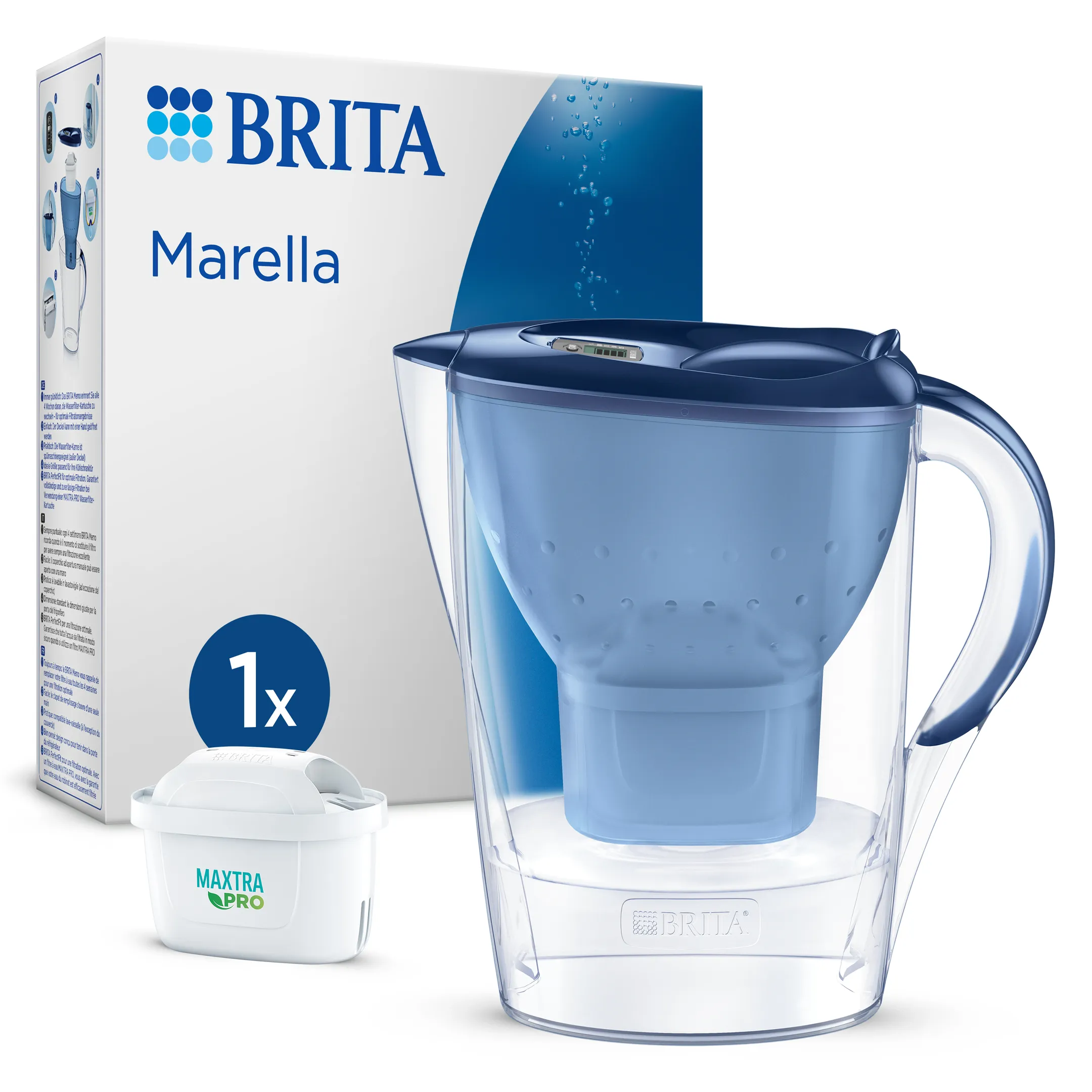 Marella Carafe filtrante 2,4 L - Cool Graphite - Avec 1 filtre à eau Maxtra Pro