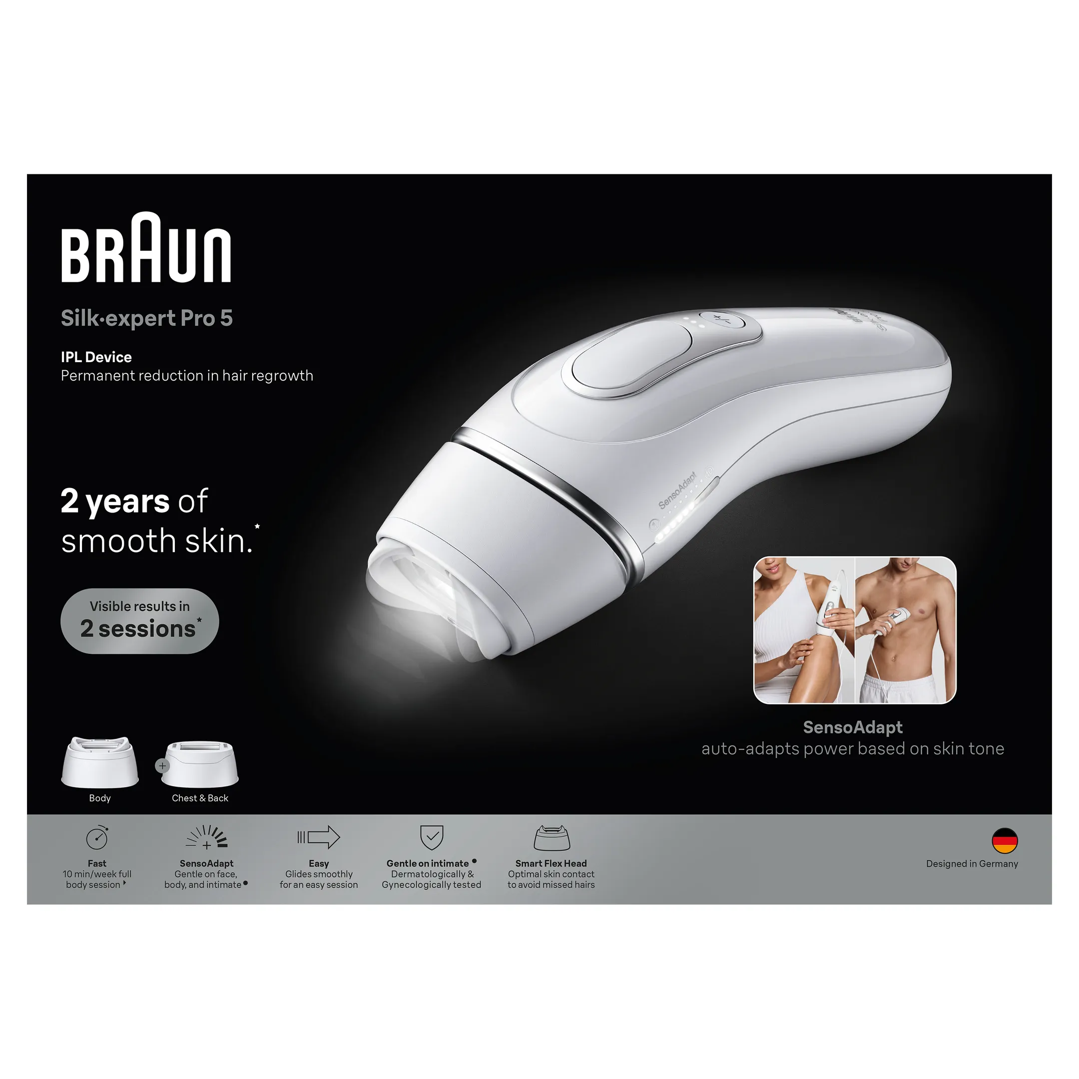 Braun Silk·expert Pro 5, Épilateur à lumière pulsée, Épilation à Domicile, 2 têtes, PL5234 image