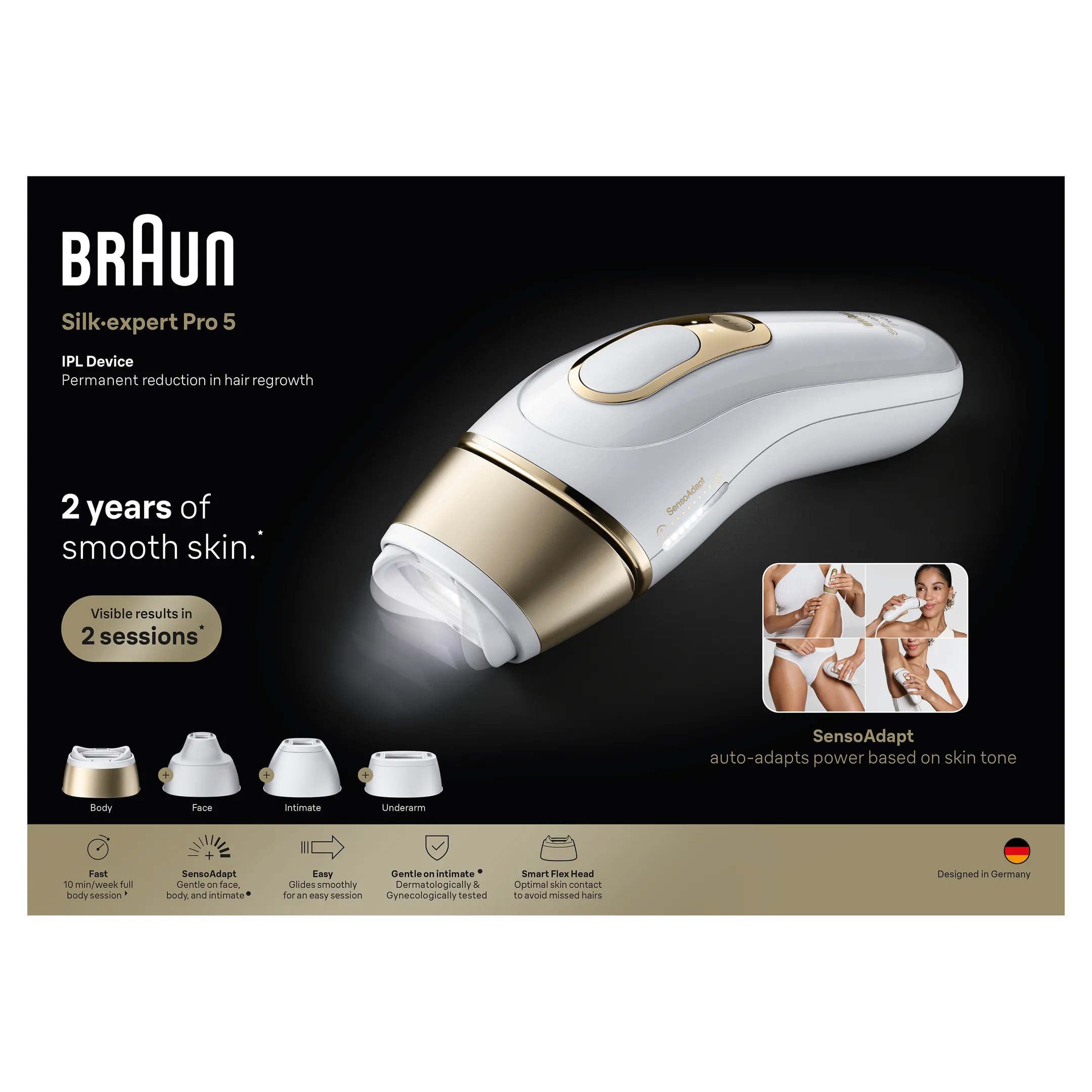 Braun Silk·expert Pro 5, Épilateur à Lumière Pulsée, Épilation à Domicile, 4 têtes, PL5431 image