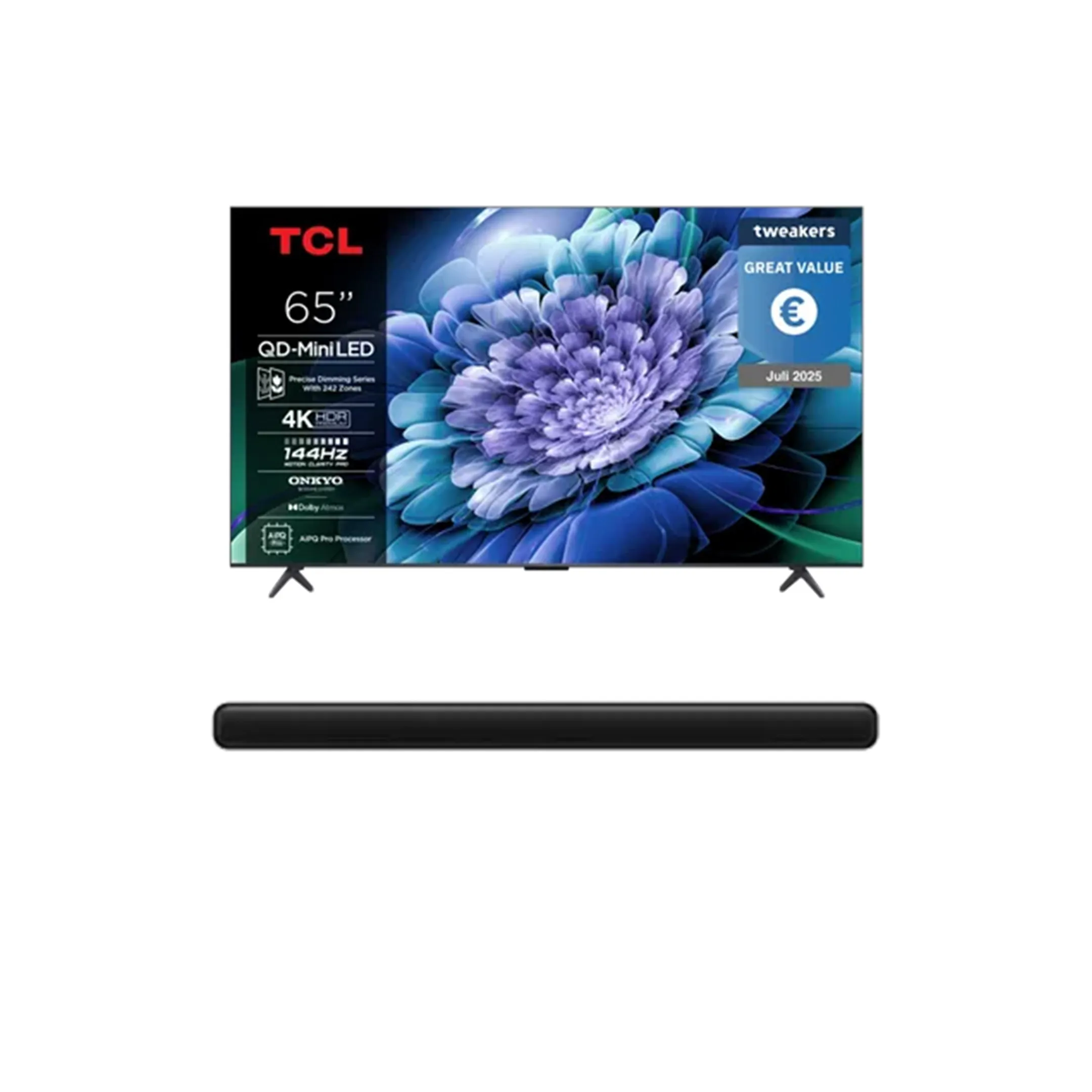 Bundle - QD-Mini LED TV 4K 65C69K (2025) - 65 pouces + Barre de son TCL Série S45 2.0 Dolby Atmos S45H