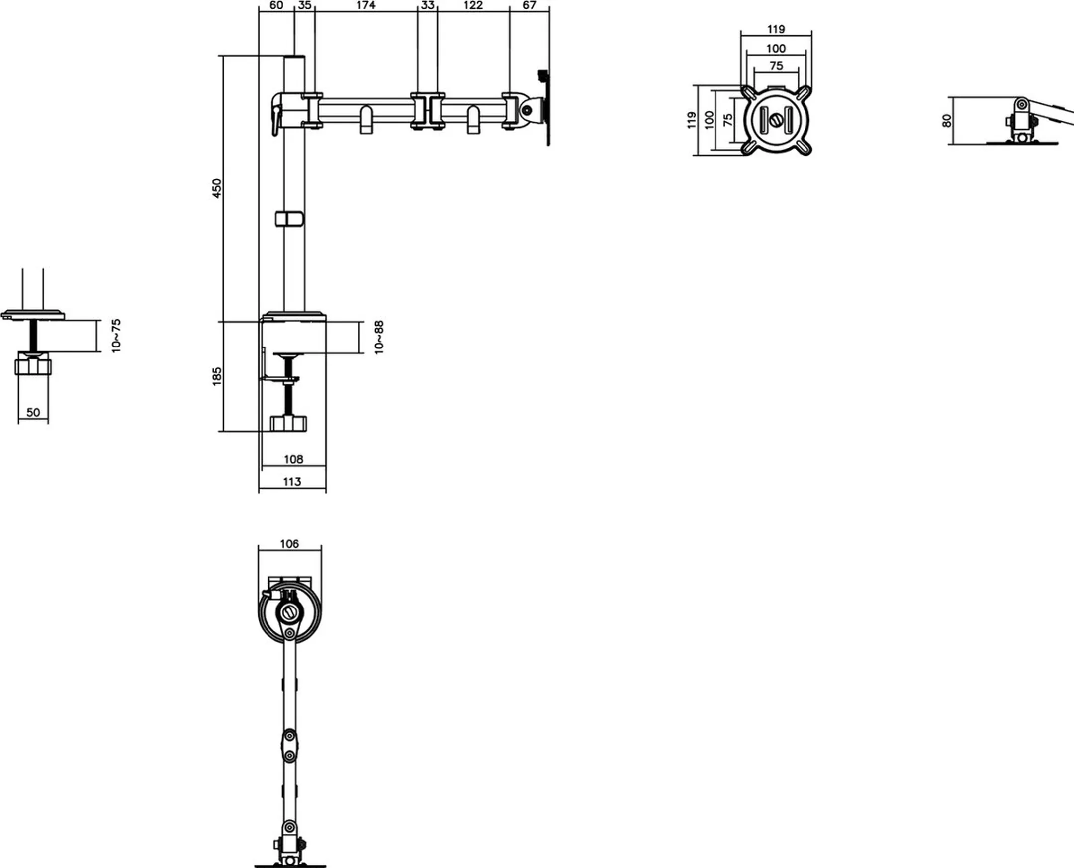 MONITOR BEUGEL DM2110 BLACK 