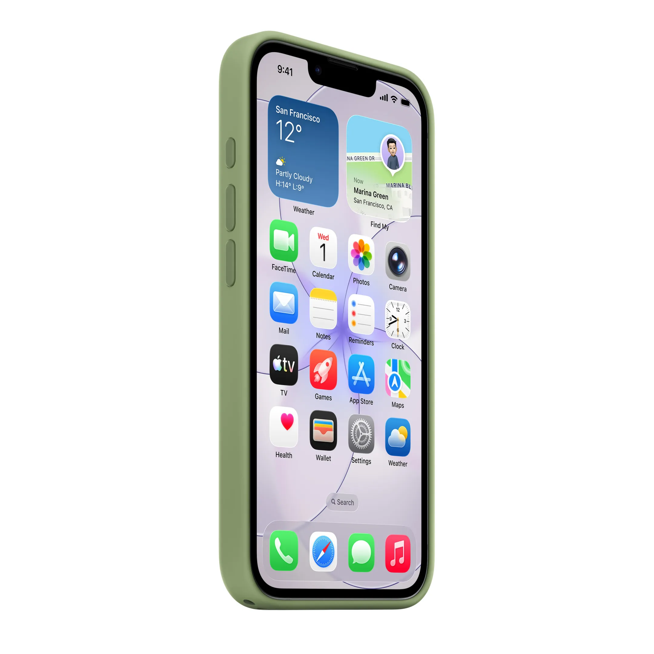Coque en silicone avec MagSafe pour iPhone 17e - Vert ardoise
