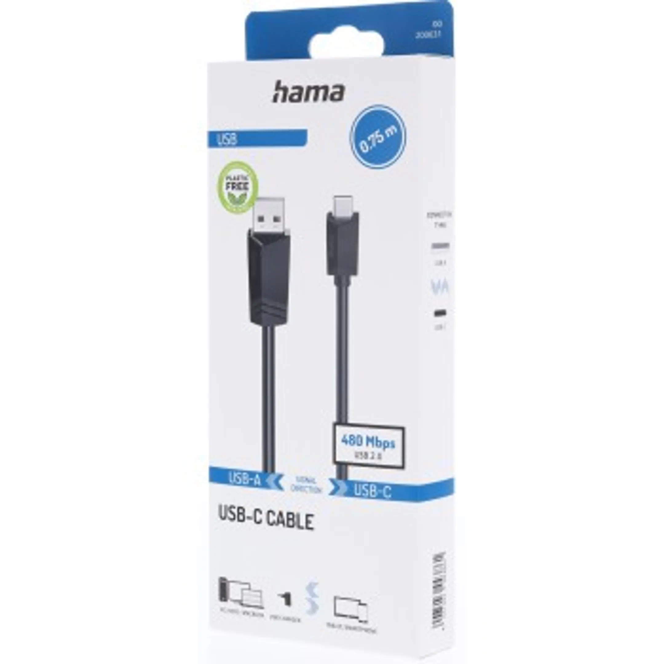 Câble USB-C vers USB-A, 0,75 m