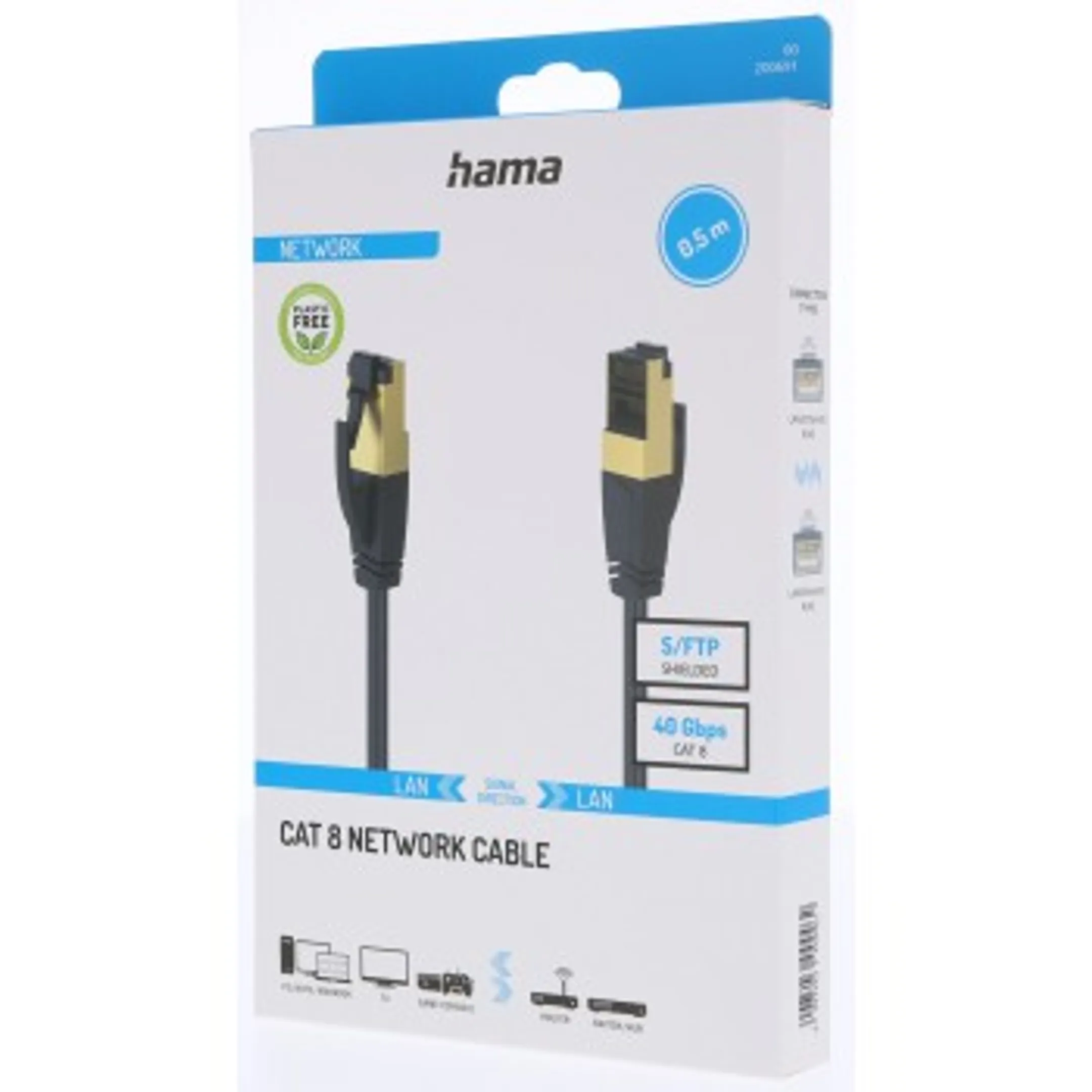 Ethernetkabel - CAT-8 - 40 Gbit/s - 0,50 m