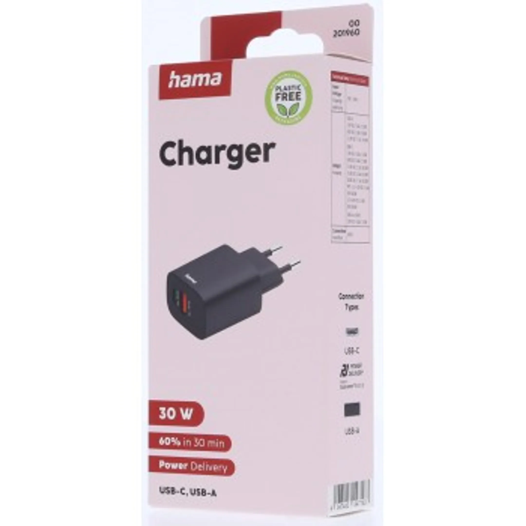 Snellader - 1x USB A - 1x USB-C - 30 W