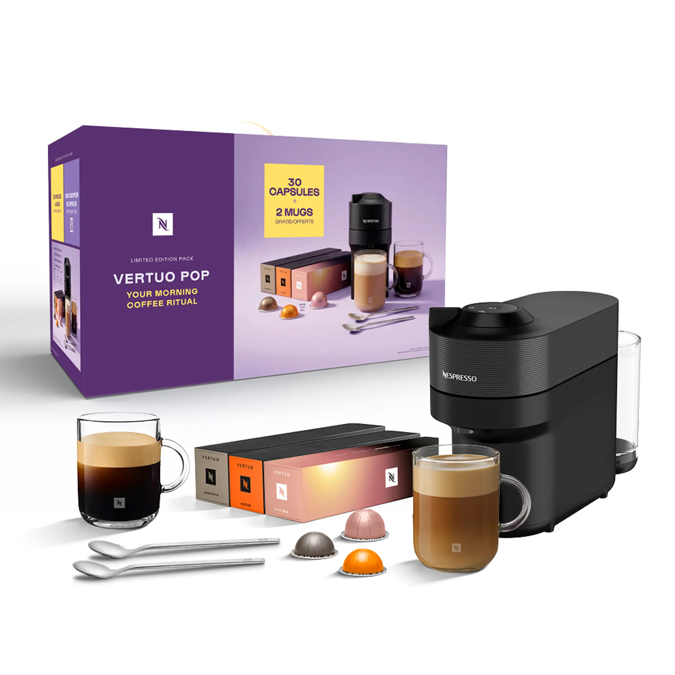 Nespresso Machine à café Vertuo Pop Bundle ENV90.B Morning Ritual