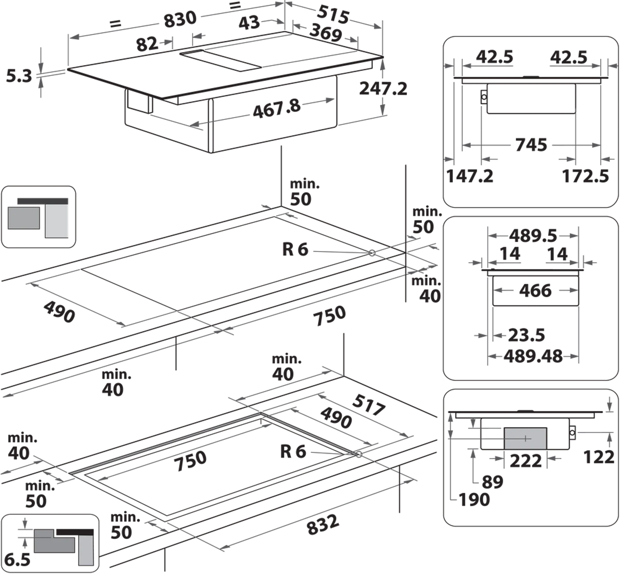 Taque avec hotte intégrée WVHF83BB