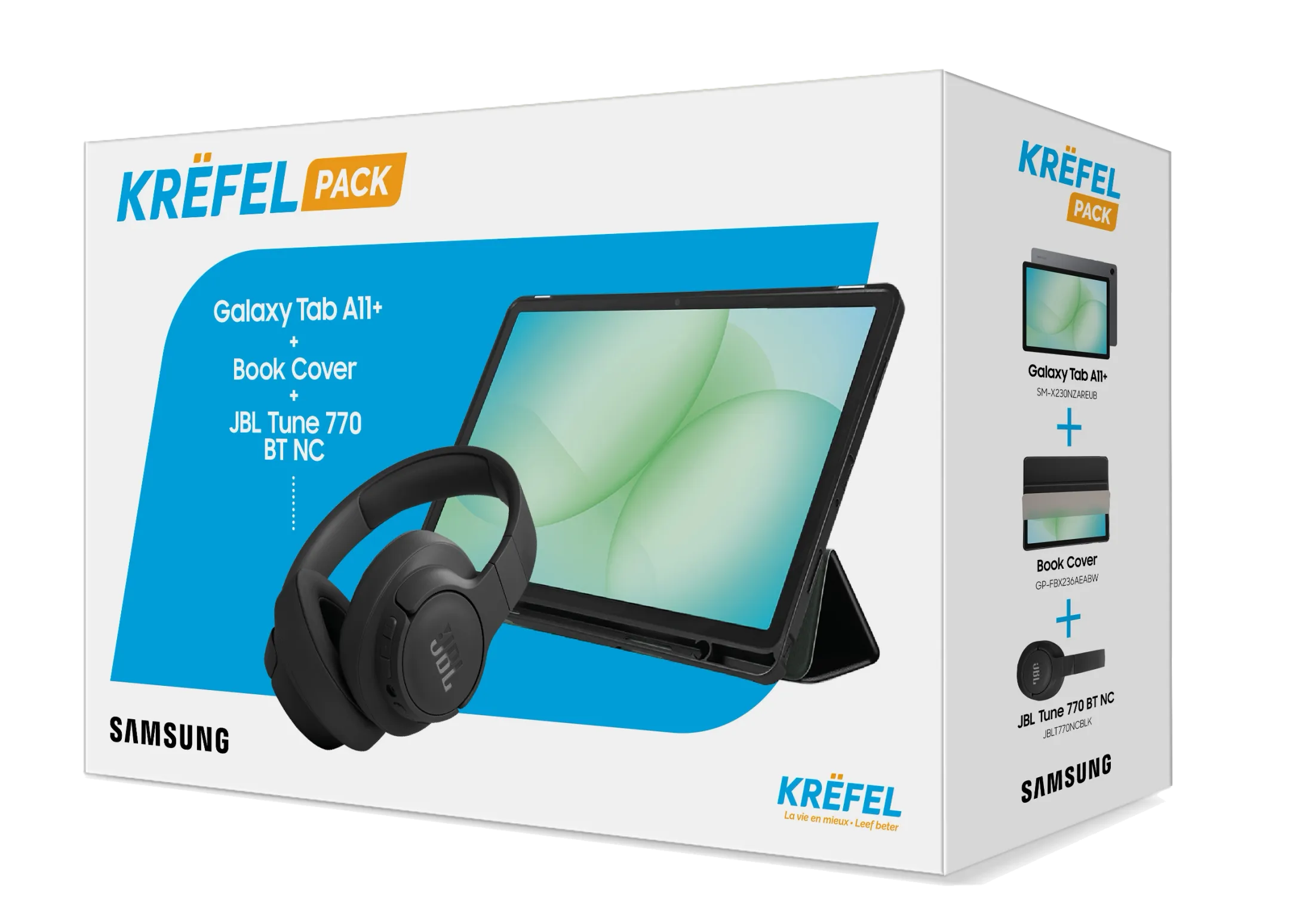 Galaxy Tab A11+ 128 GB + Book Cover + JBL Tune 770NC - Zwart