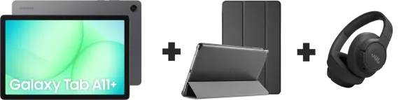 Galaxy Tab A11+ 128 GB + Book Cover + JBL Tune 770NC - Zwart