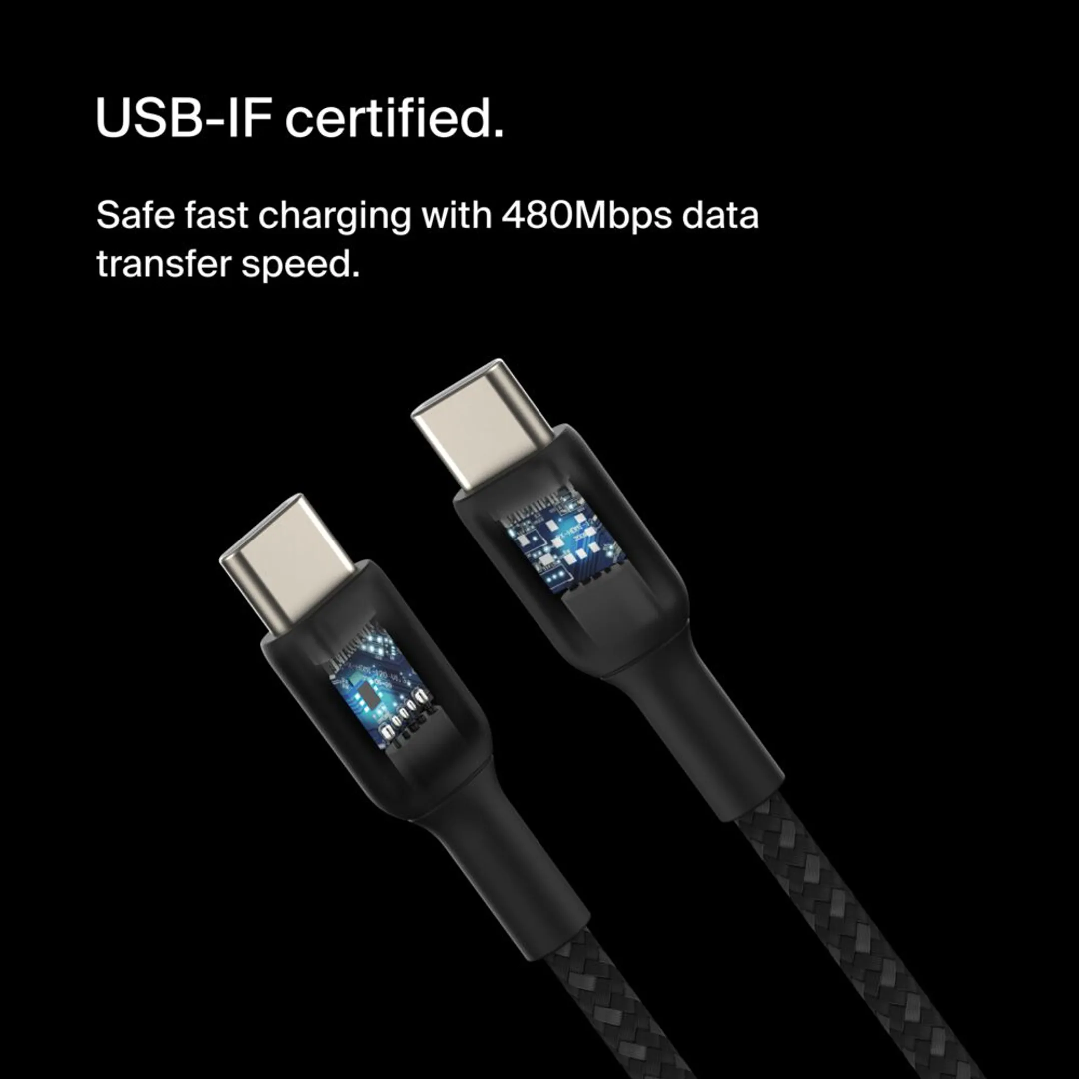 Gevlochten USB-C - USB-C kabel - 2 M