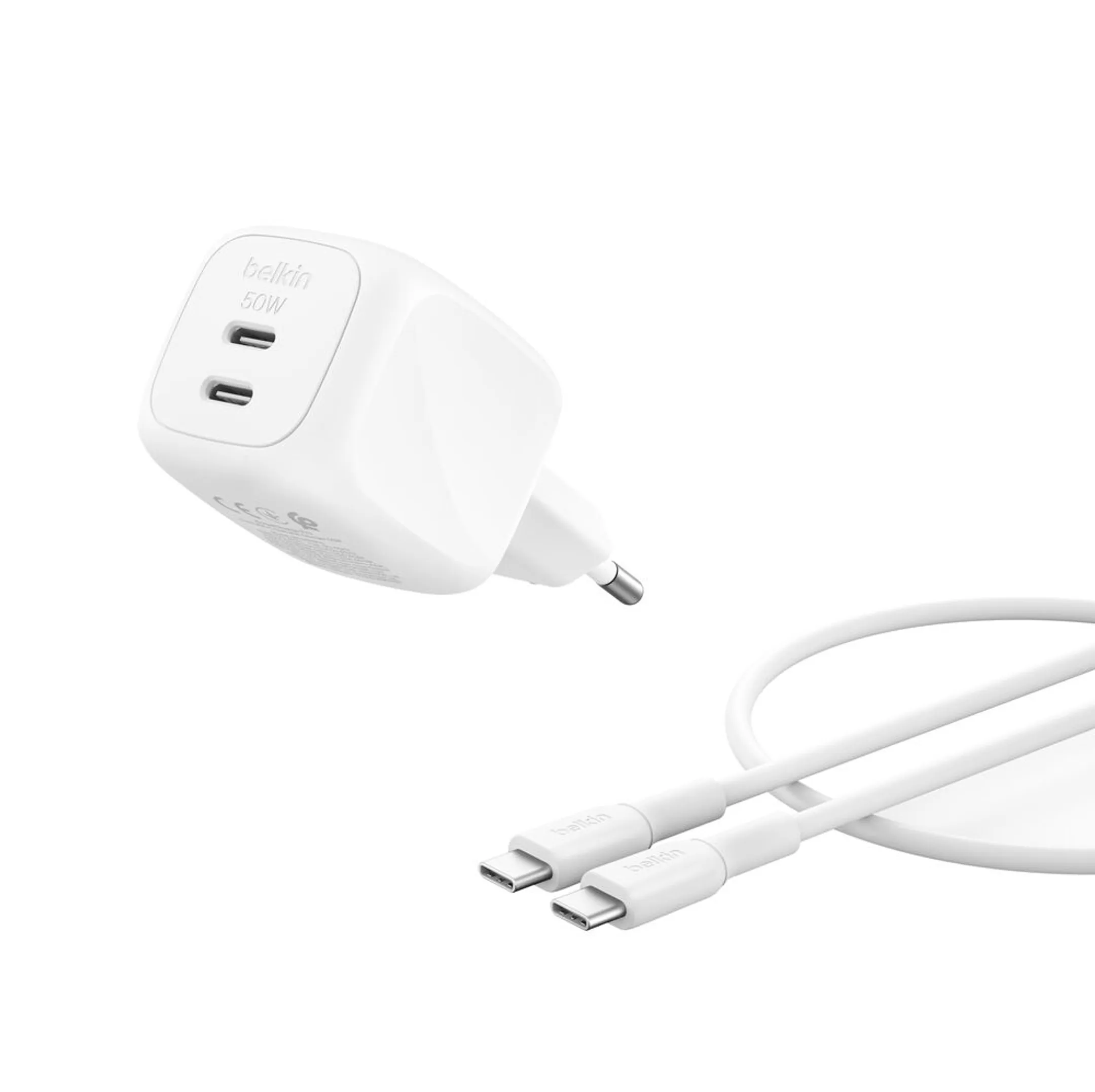 Chargeur 50 W - 2 ports USB-C avec câble USB-C 1 m