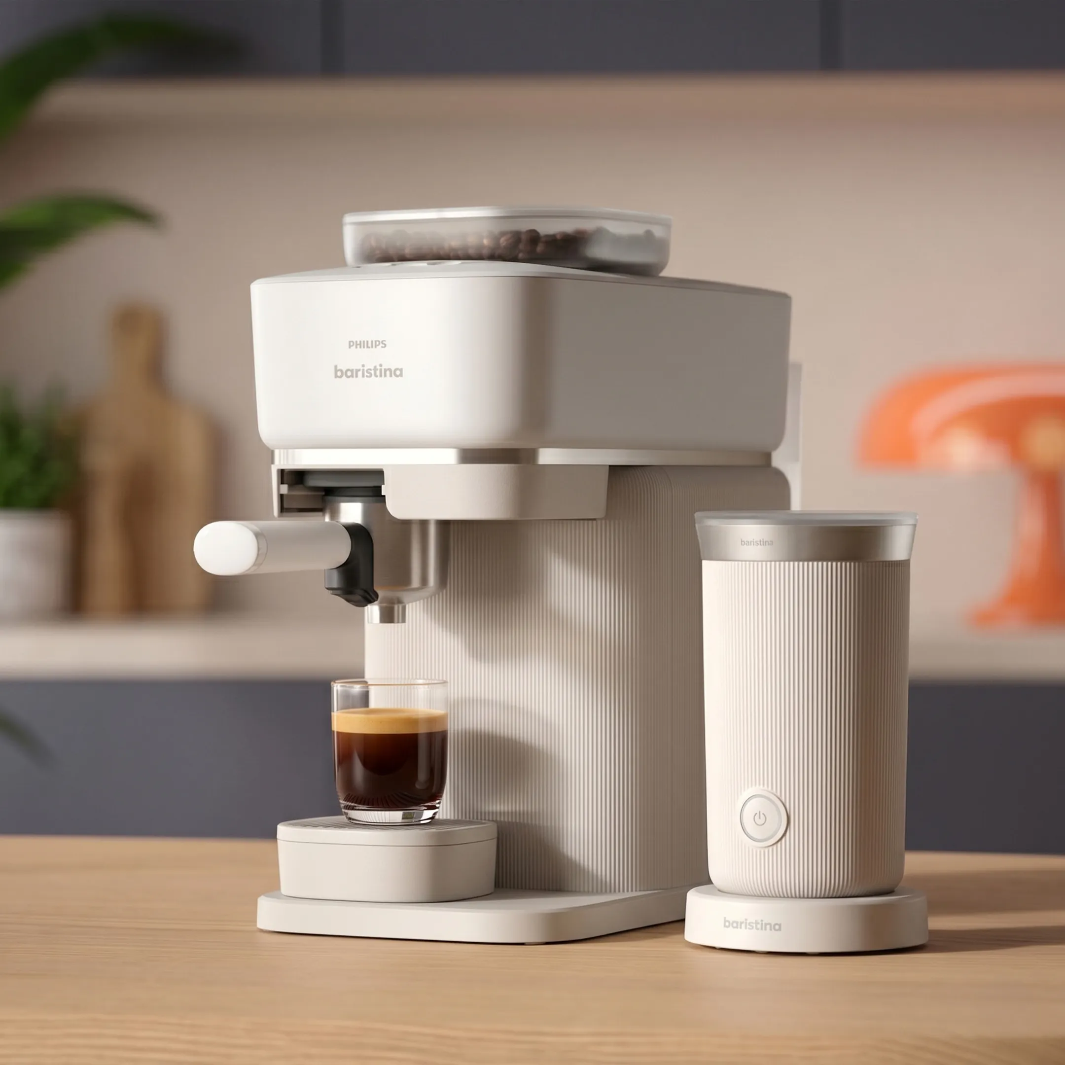Machine à Expresso Baristina BAR308/00 Blanc + Mousseur à lait