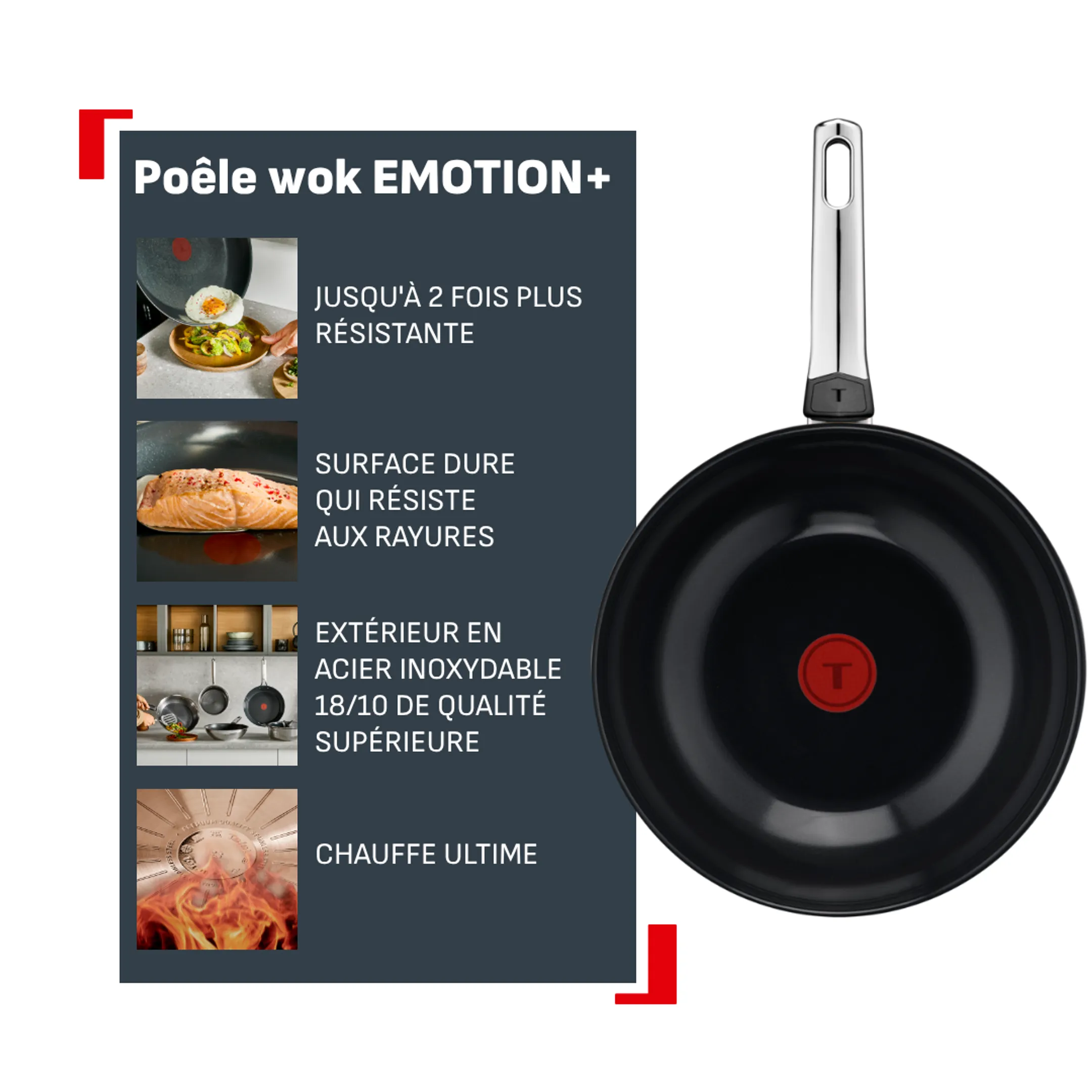 Poêle wok Emotion+ E3311904 - Ø28cm