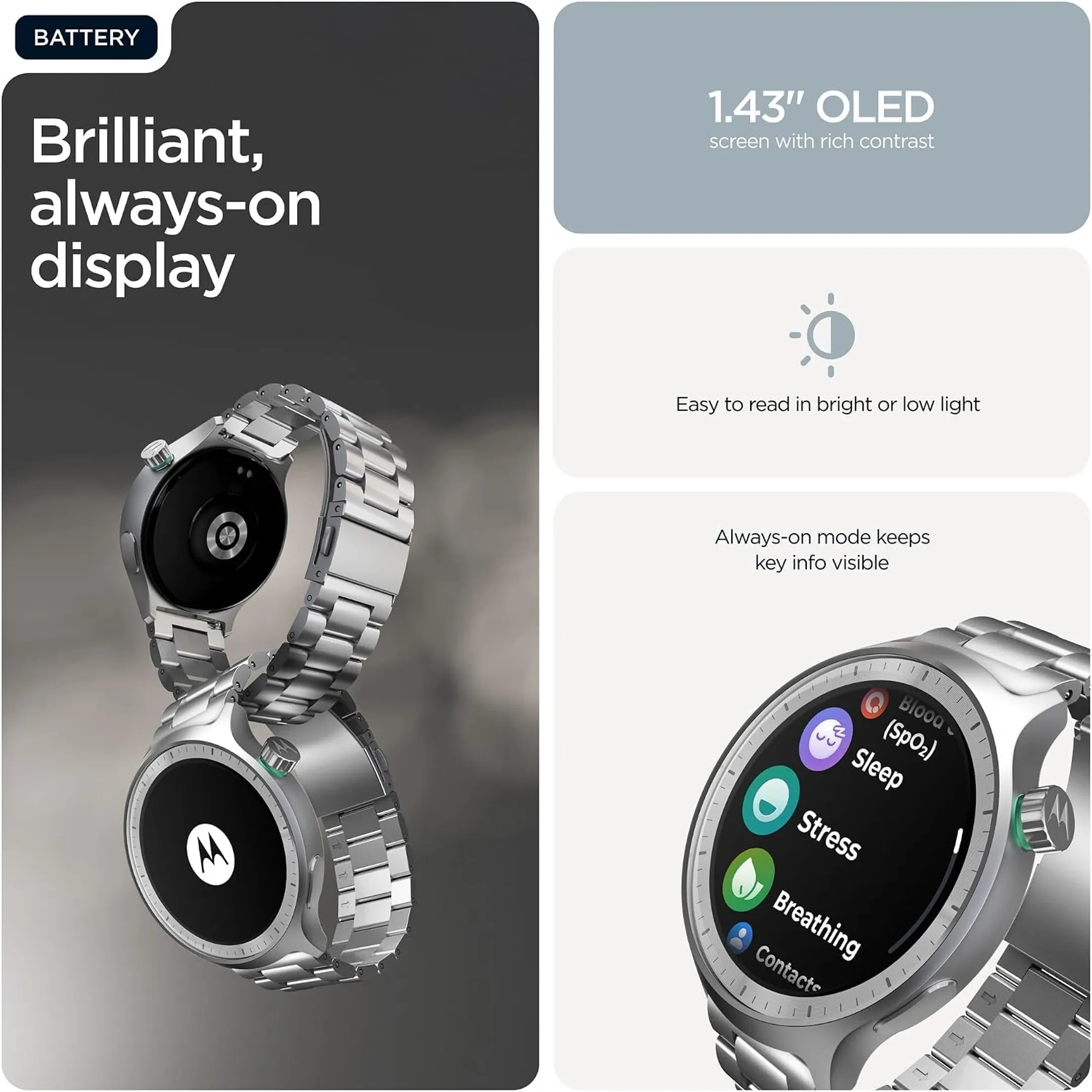Moto Watch Premium Silver+Herbal Garden 47mm