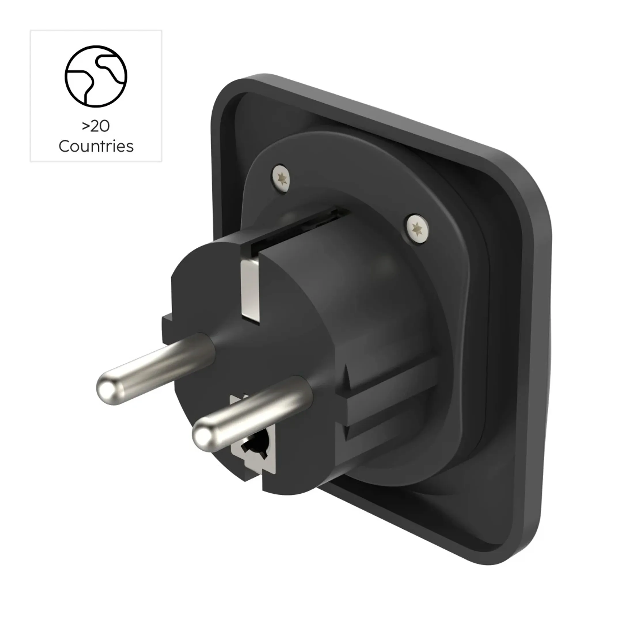 Adaptateur de prise de voyage - World to Europe - Noir