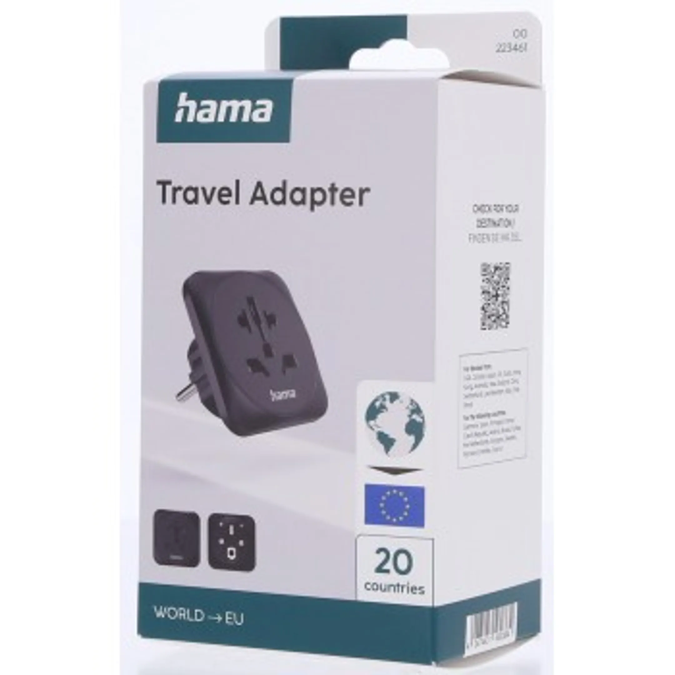 Adaptateur de prise de voyage - World to Europe - Noir