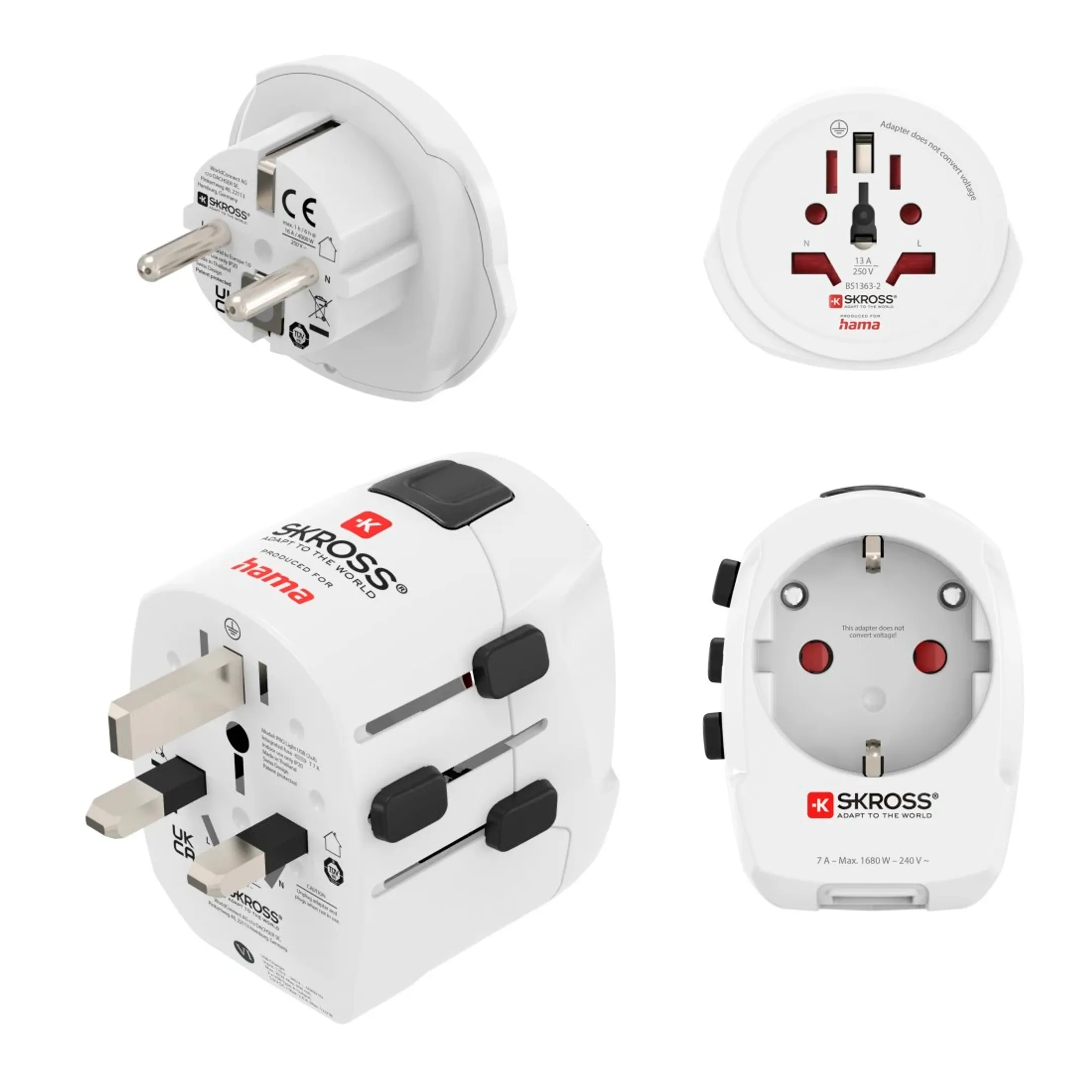 Adaptateur de voyage World Travel Pro Light USB 2x USB