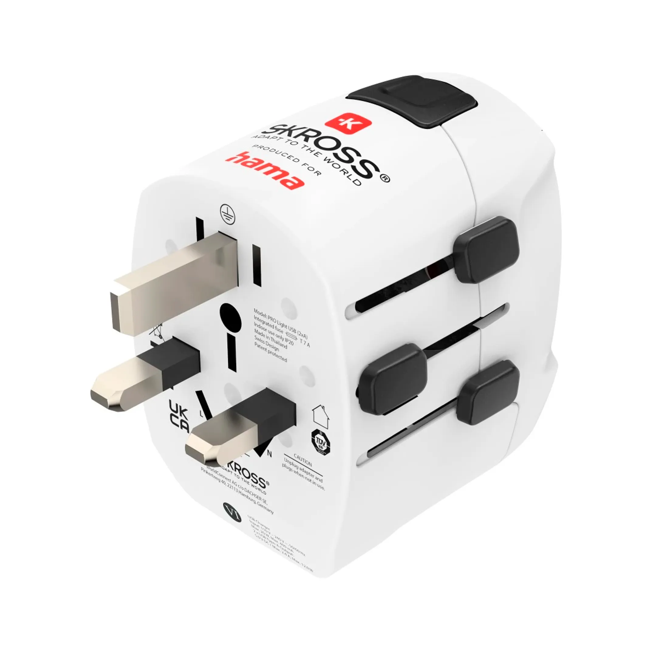 Adaptateur de voyage World Travel Pro Light USB 2x USB