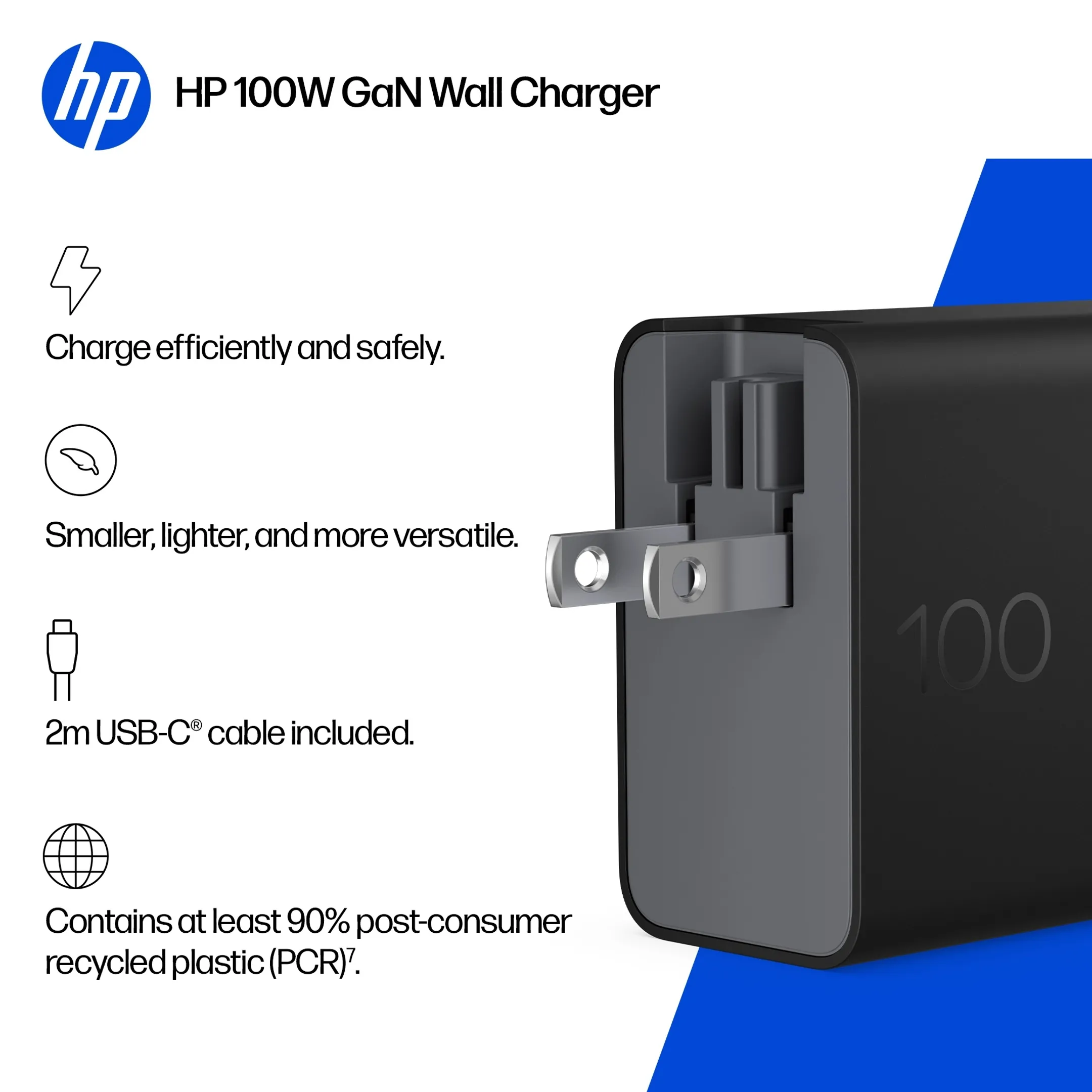 100W GaN Wall Charger - USB-C - Incl USB-C kabel van 2m