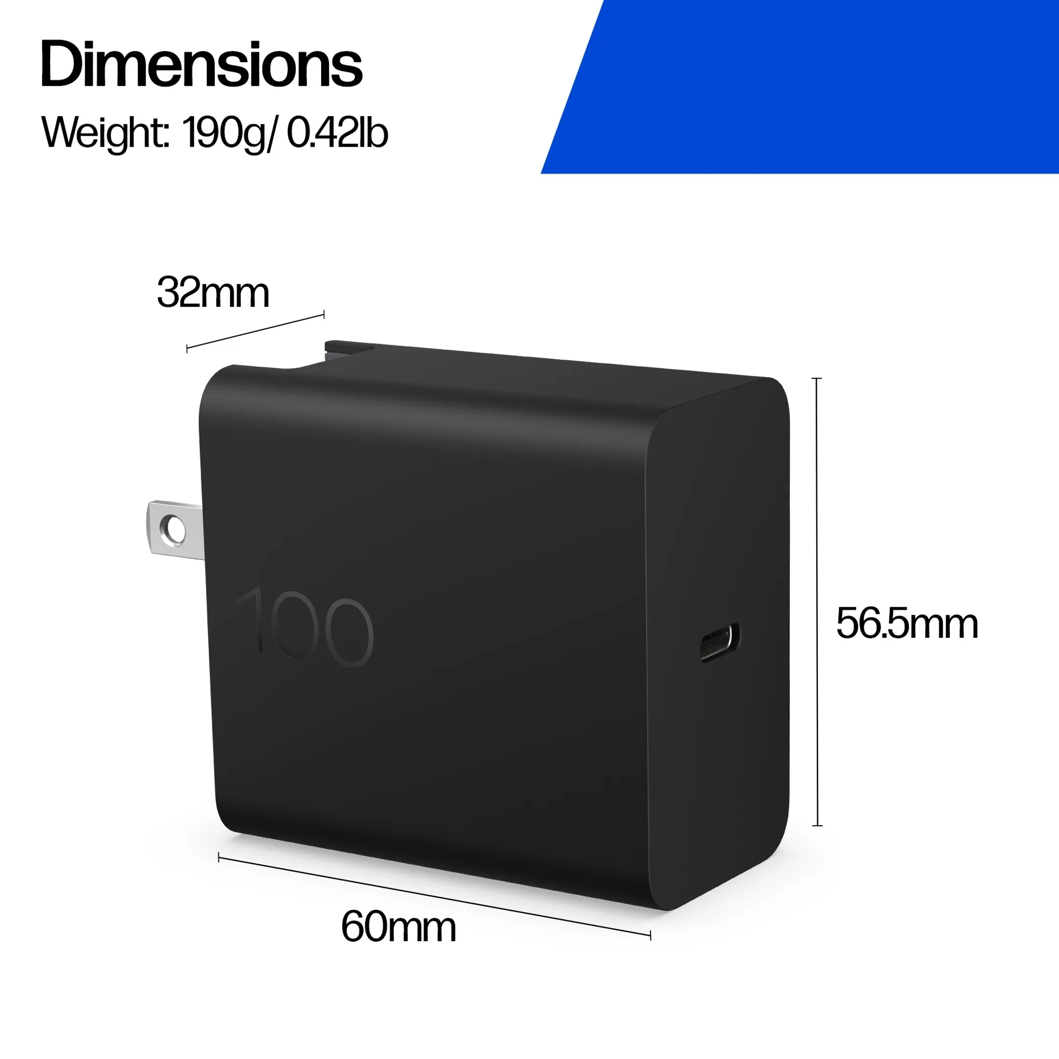 100W GaN Wall Charger - USB-C - Incl USB-C kabel van 2m