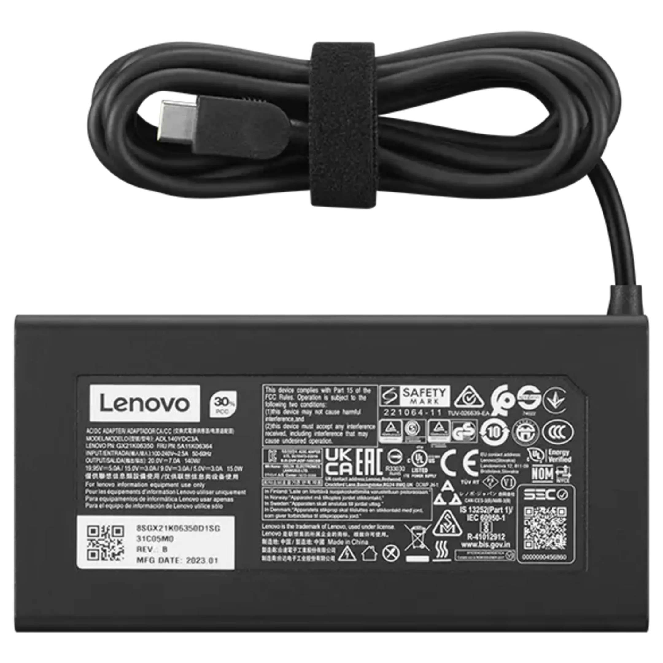 Laptop oplader - USB-C - 140W - Platte adapter