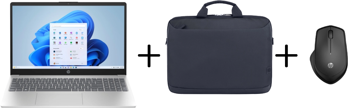 HP Bundel HP 15-FC0020NB + Briefcase + HP280 Draadloze muis + Lader