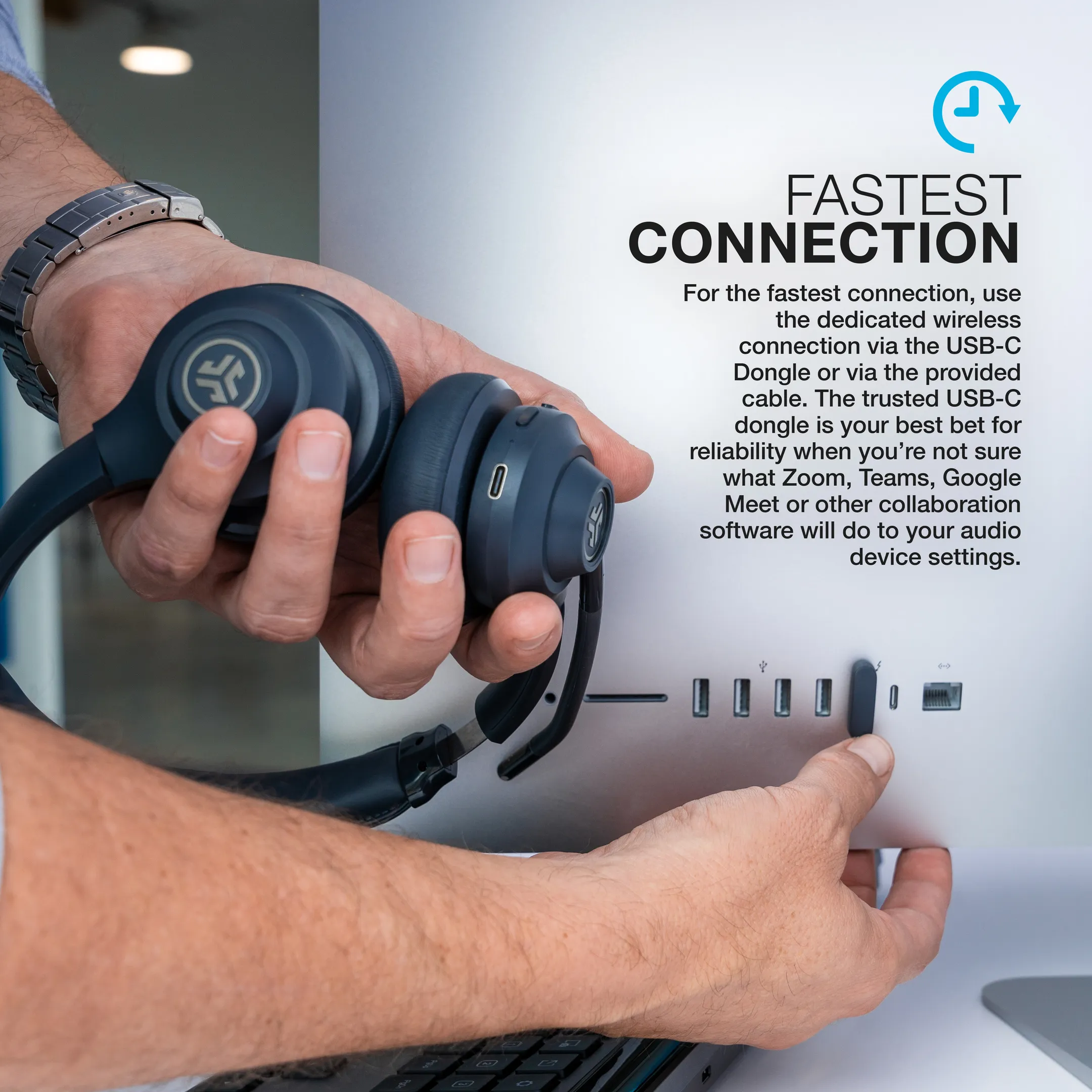 Go Work Casque avec microphone - Casque PC pour ordinateur portable et ordinateur de bureau - 55 heures d'autonomie - Noir
