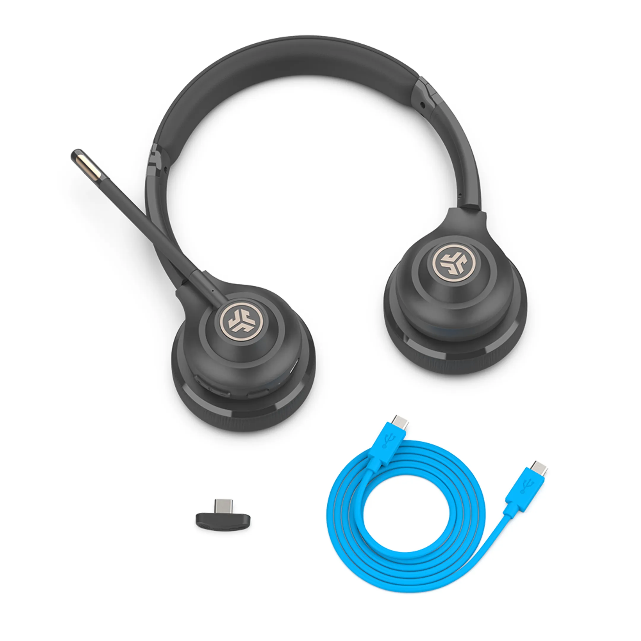 Go Work Casque avec microphone - Casque PC pour ordinateur portable et ordinateur de bureau - 55 heures d'autonomie - Noir