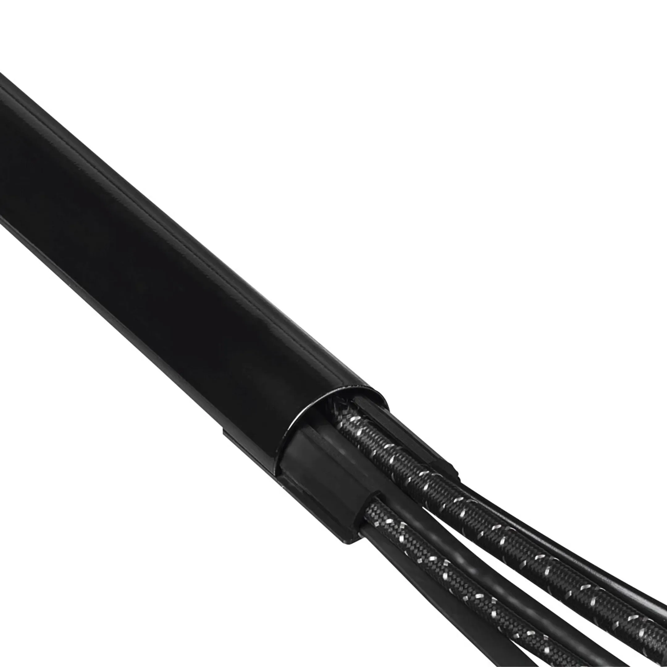 Goulotte de câbles - Aluminium - Demi-ronde - Noire - 110 cm x 3,3 cm x 1,8 cm