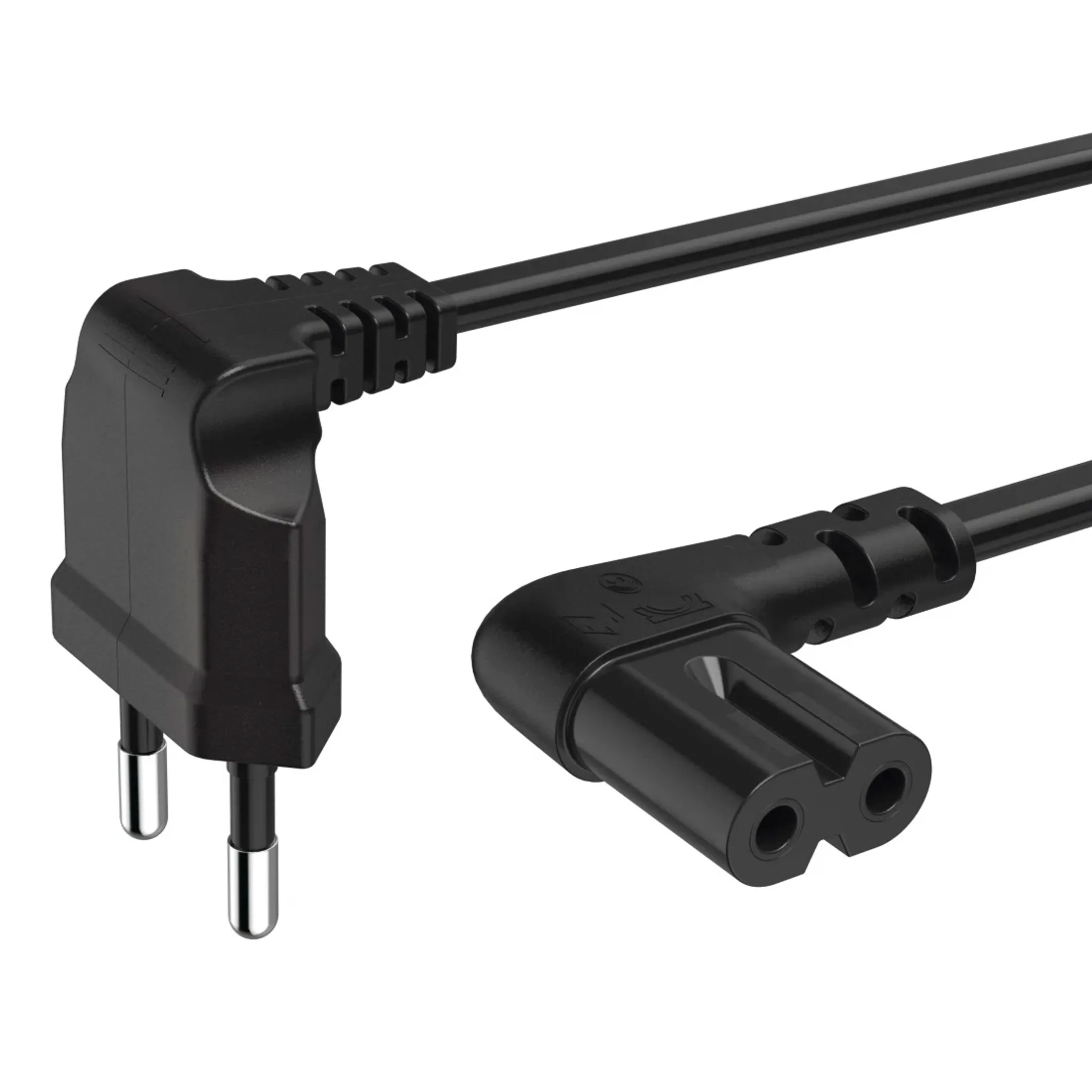 Netsnoer - 2x haaks - Zwart - 3m