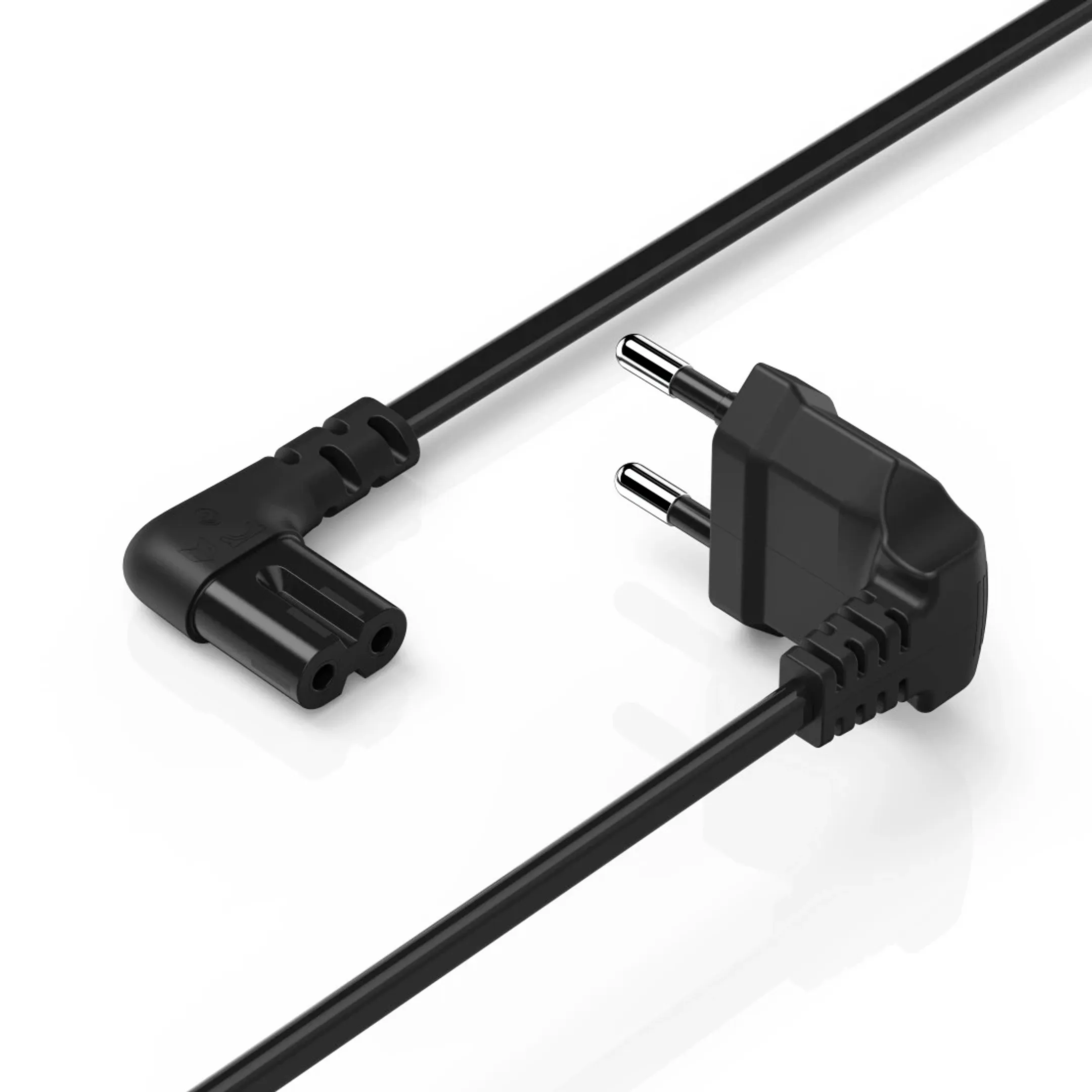 Netsnoer - 2x haaks - Zwart - 3m