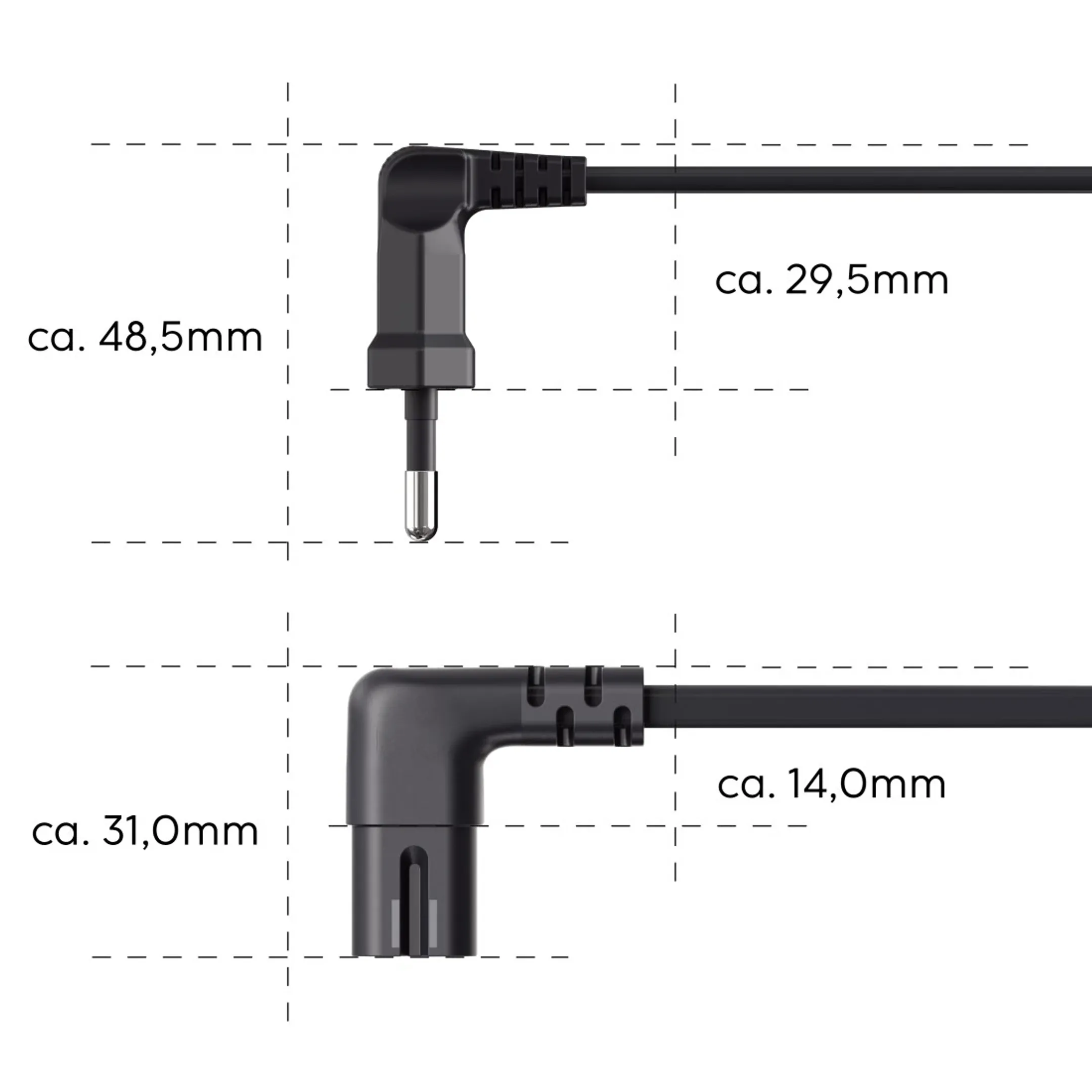 Netsnoer - 2x haaks - Zwart - 3m