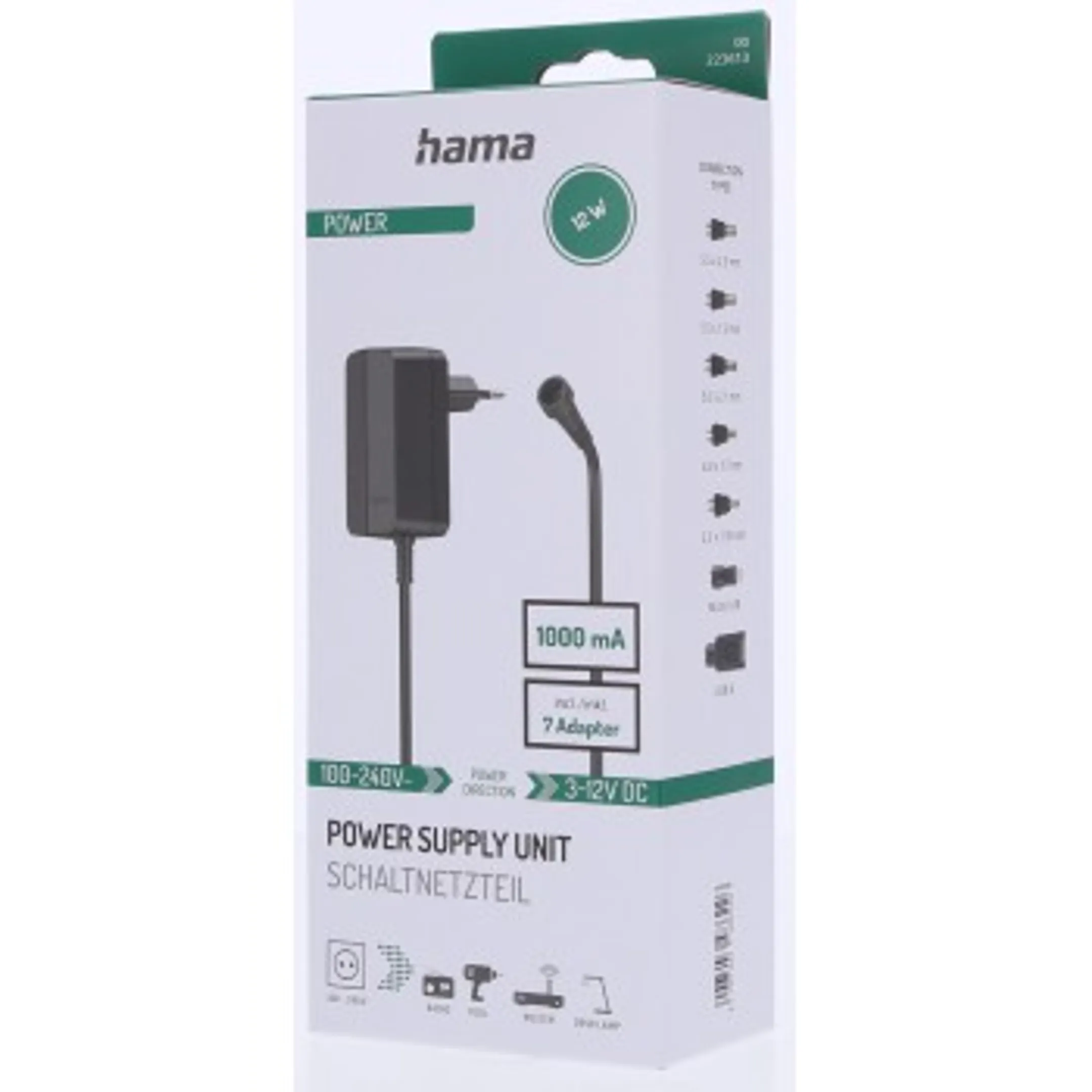 Universele netadapter - 1000mA - 12W - 7 adapters