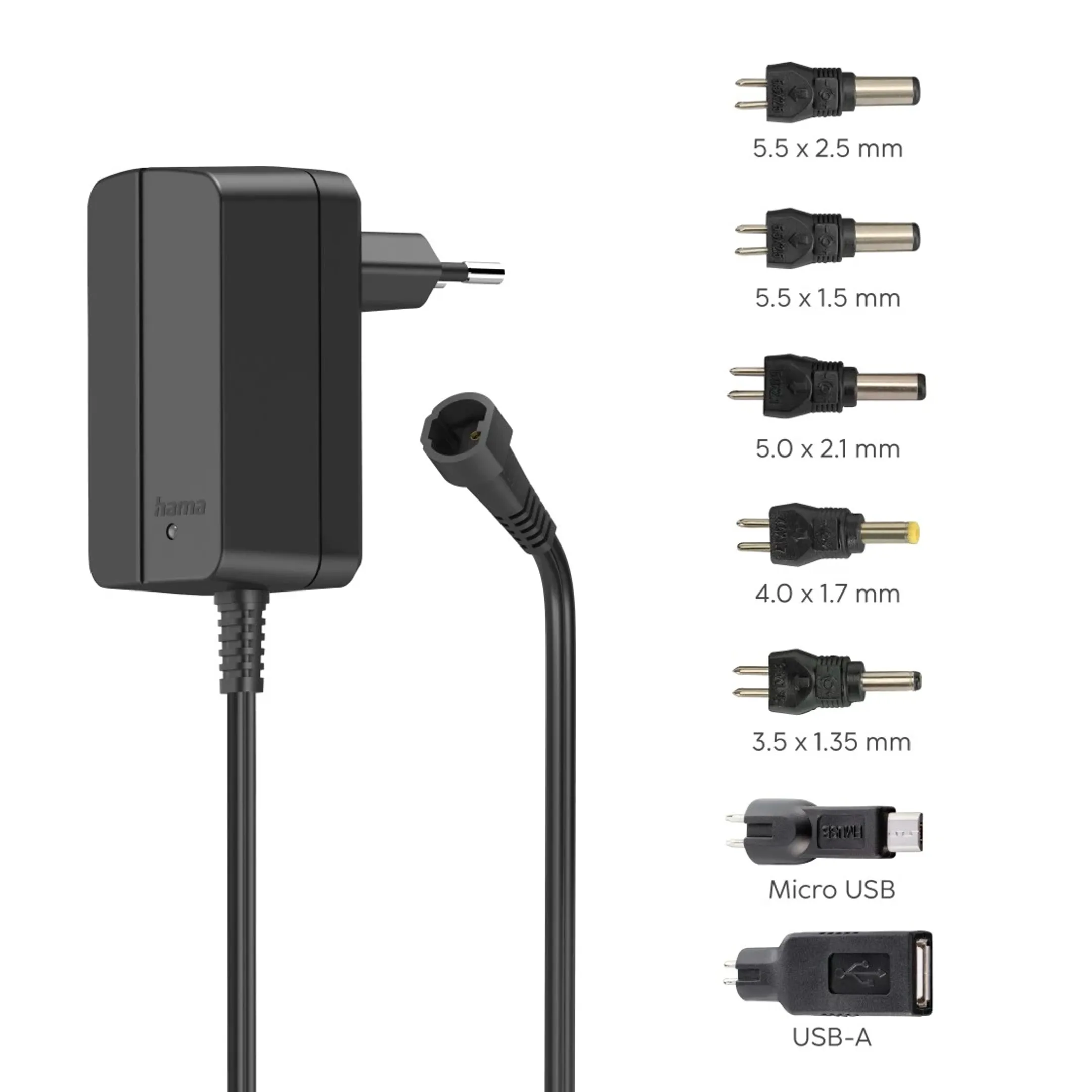 Universele netadapter - 1000mA - 12W - 7 adapters