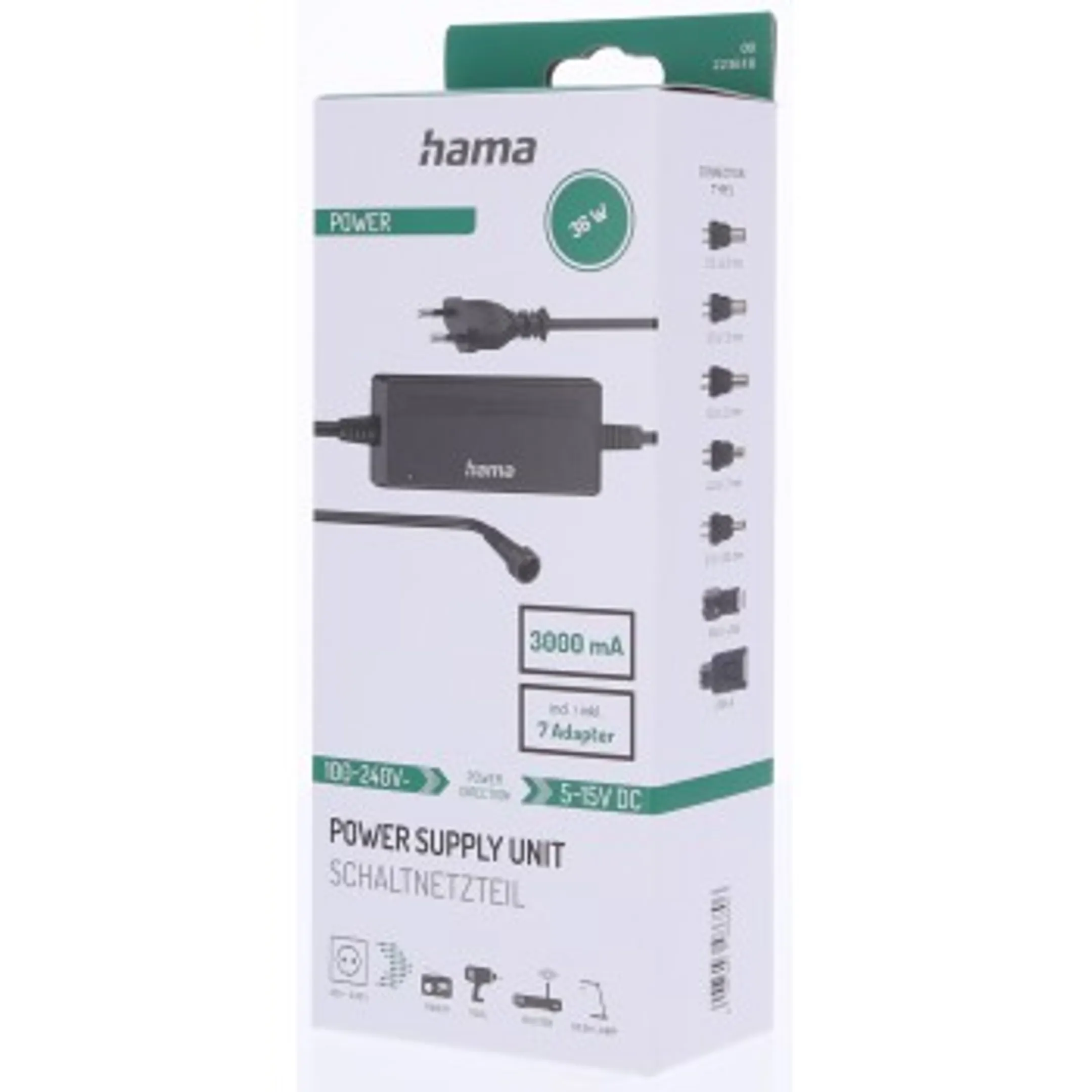 Universele netadapter - 3000mA - 36W - 7 adapters