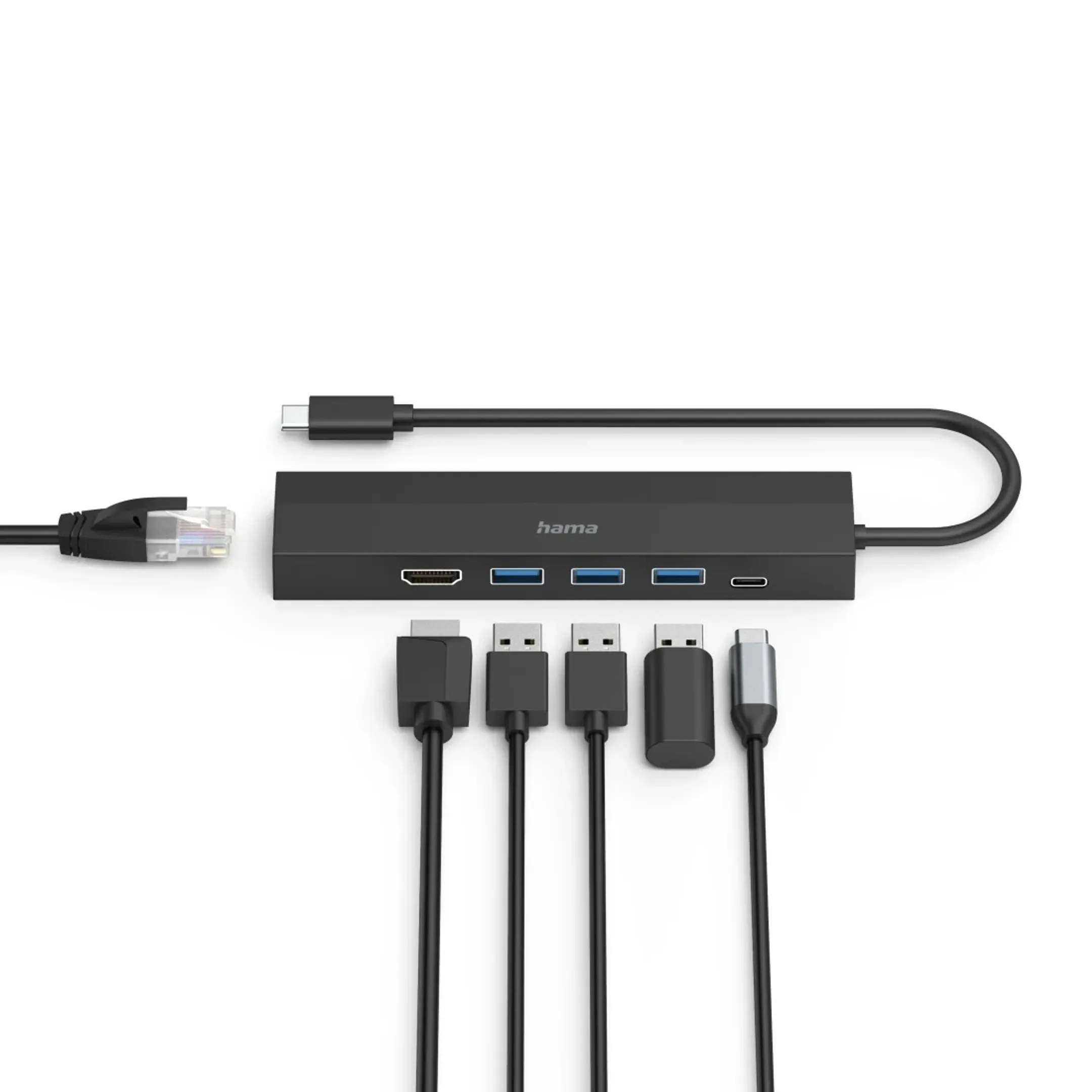 USB-C hub - Multi poort - 6 poorten - 3x USB-A, USB-C, HDMI, LAN/ethernet