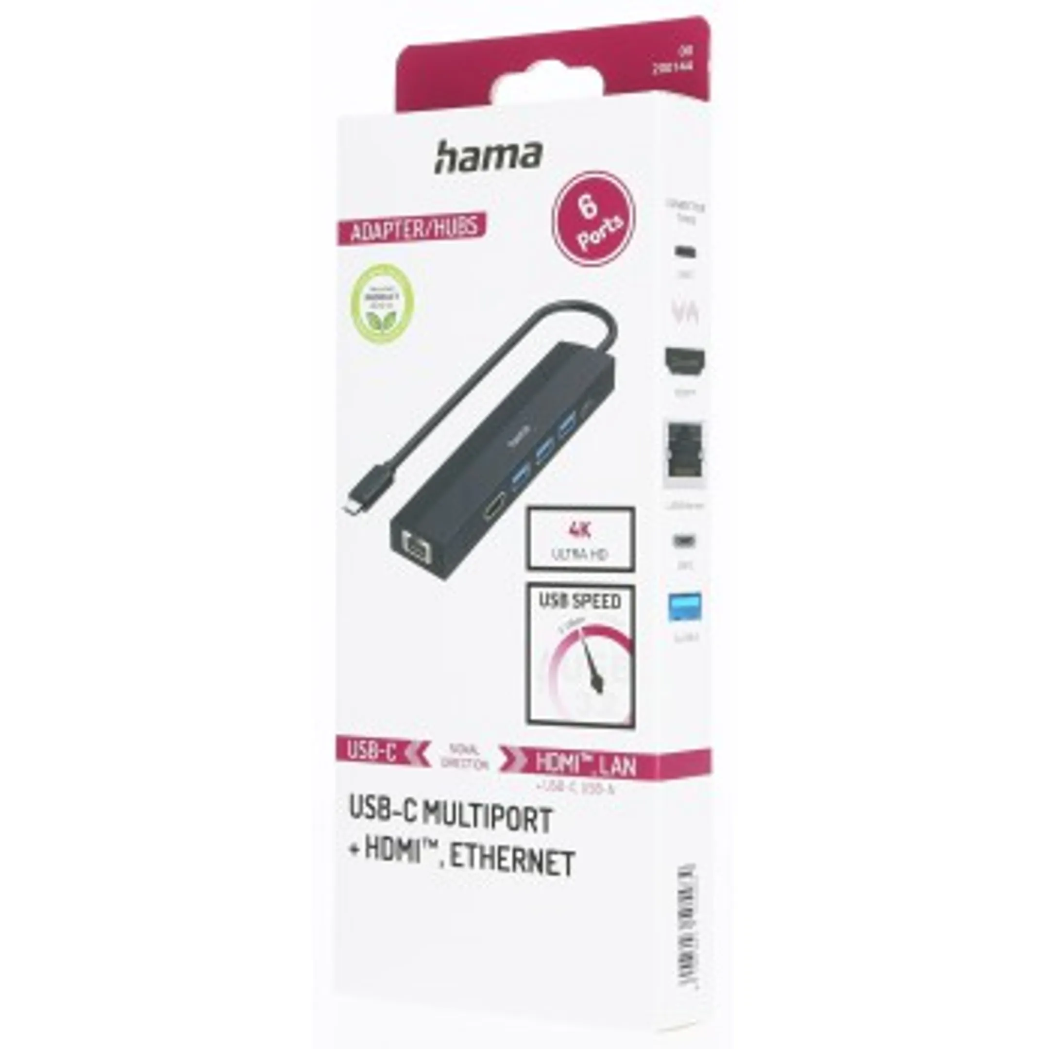 USB-C hub - Multi poort - 6 poorten - 3x USB-A, USB-C, HDMI, LAN/ethernet