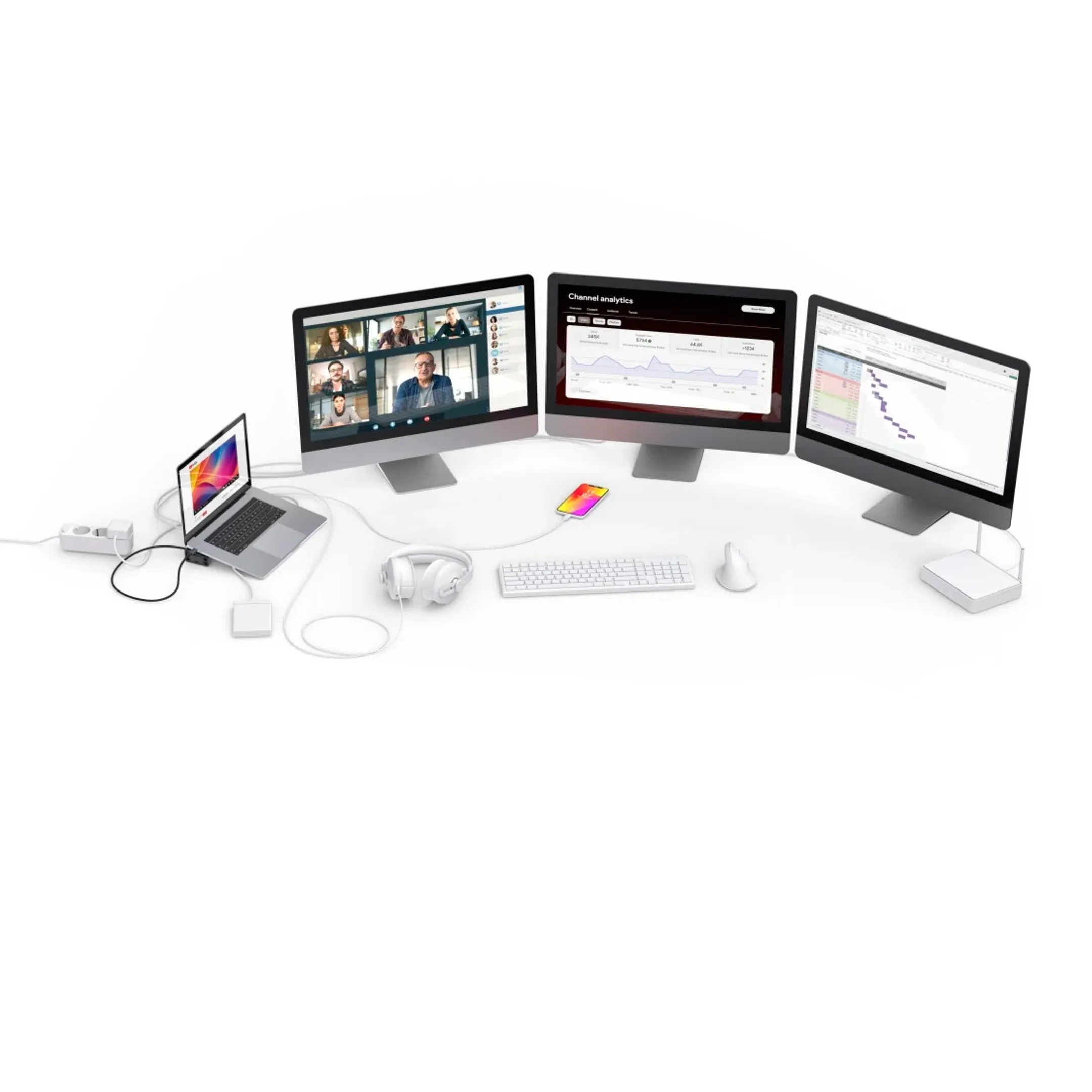 USB-C dockingstation - 12 poorten - Siliconen voeten