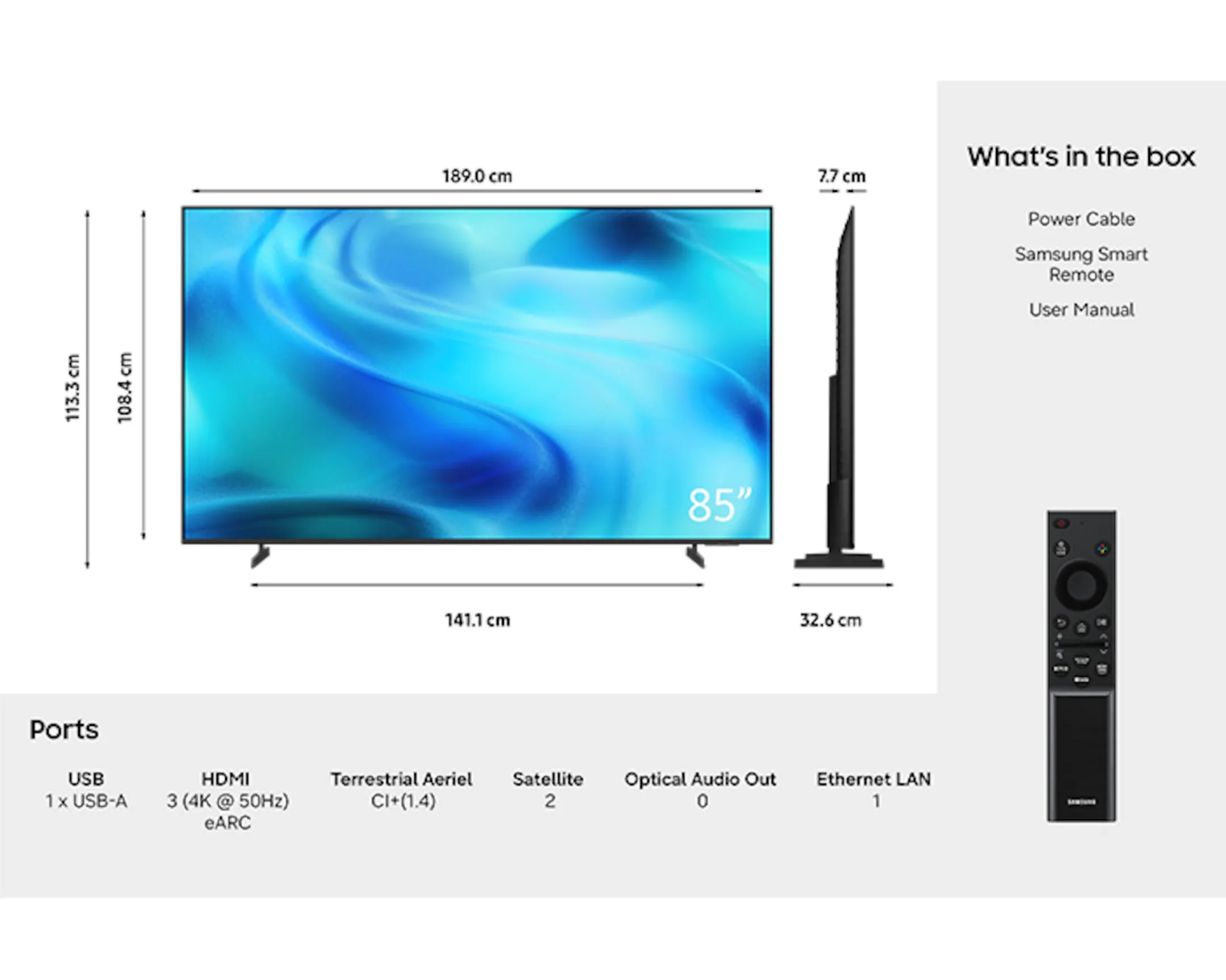 LED TV 4K UE85U8090H (2026) - 85 pouces